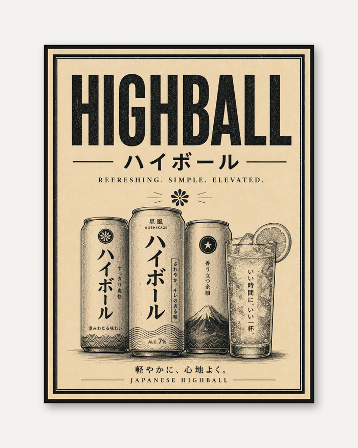 Japanese Highball Vintage Poster: Retro Beverage Advertisement Art