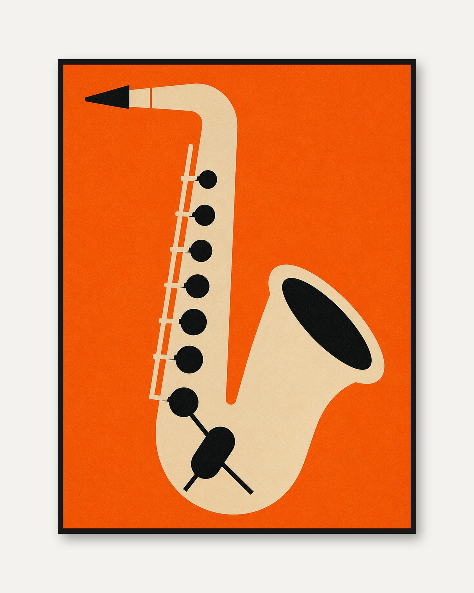 Mid-Century Saxophone Print — Minimalist Jazz Illustration - framed