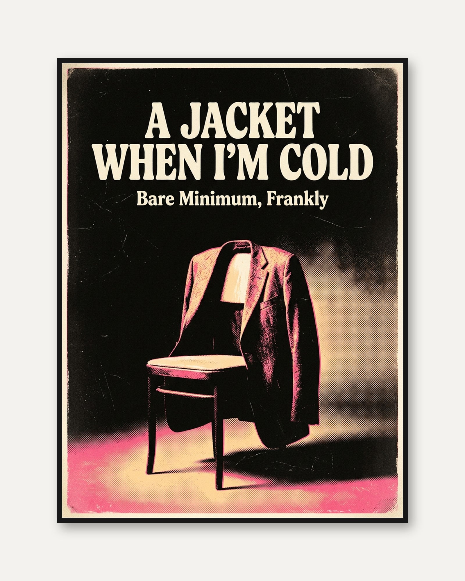 Retro Jacket Chair Art Print: Pop Art Typography Poster - framed
