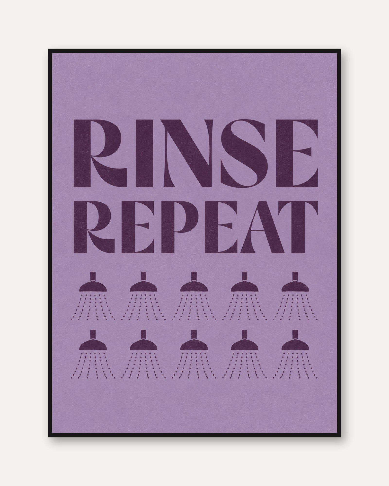 Retro Bathroom Print – Rinse Repeat Typography - framed