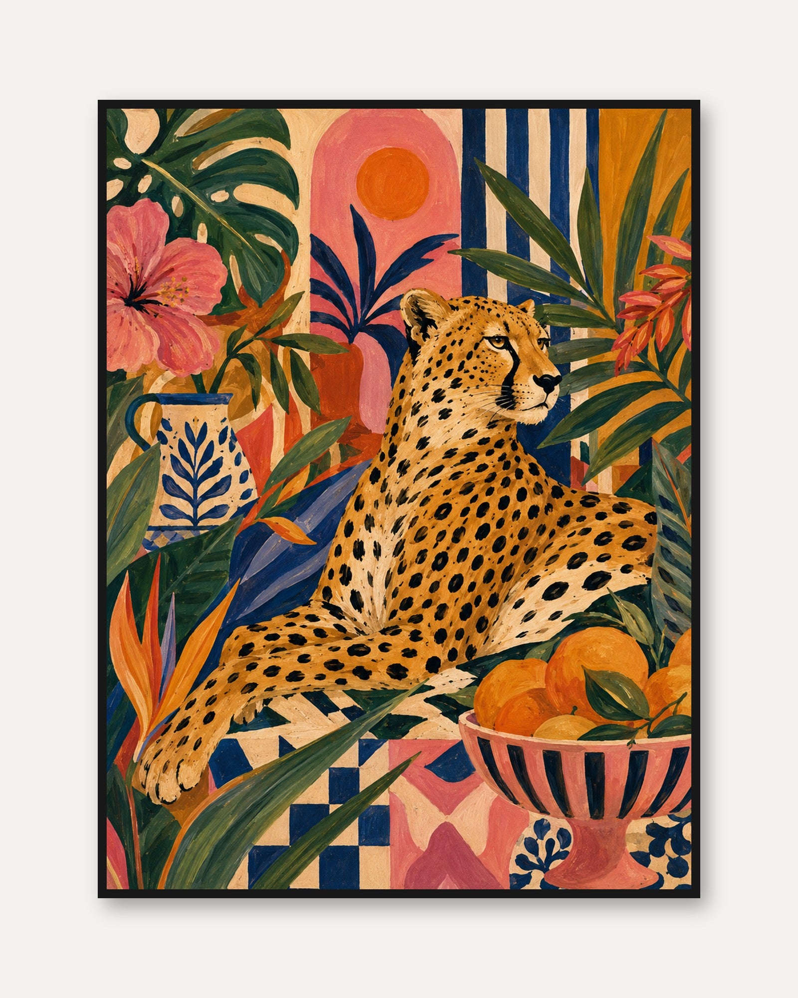 Tropical Leopard Wall Art – Jungle Animal Print - framed