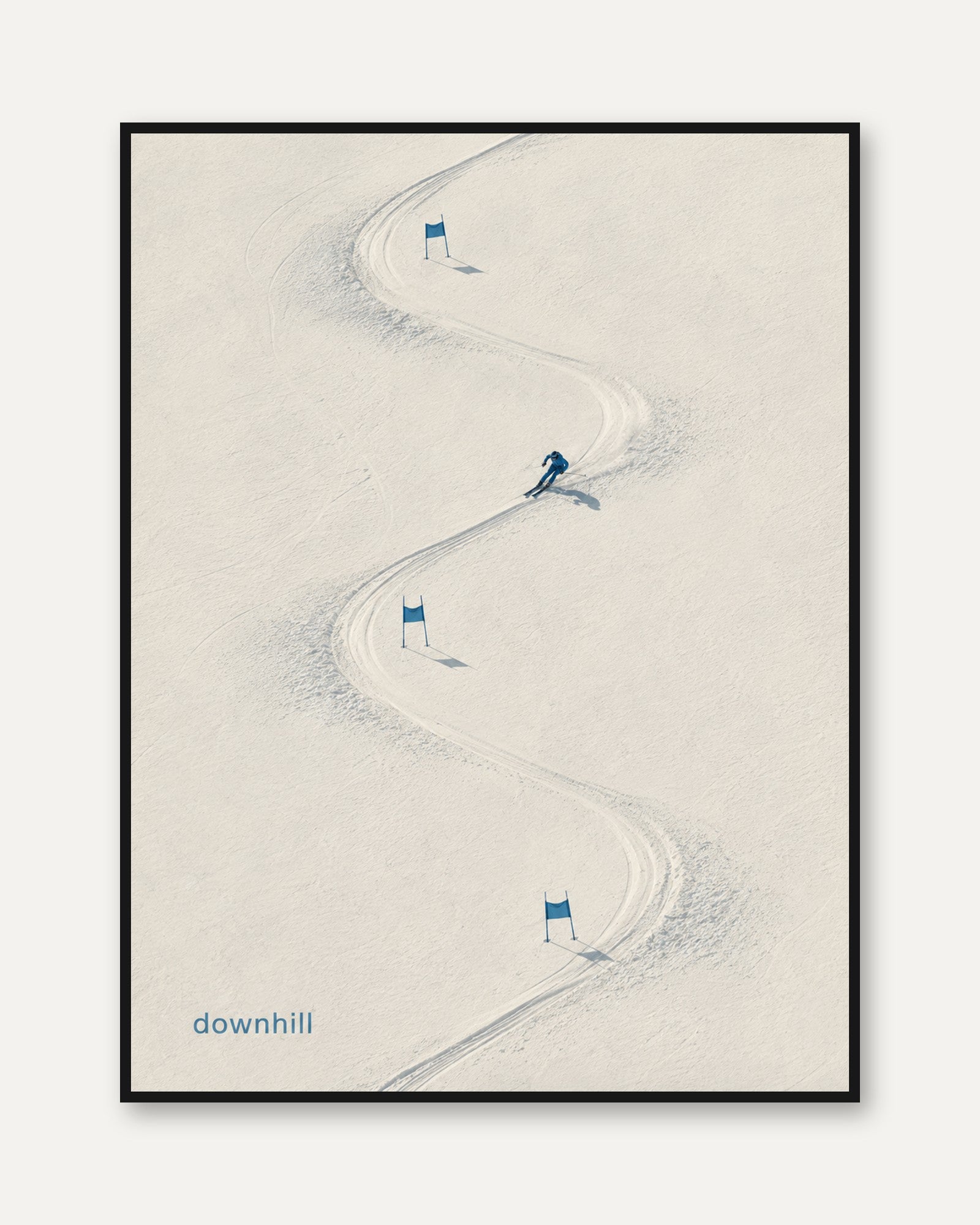 Ski Slope Wall Art – Minimalist Ski Print - framed