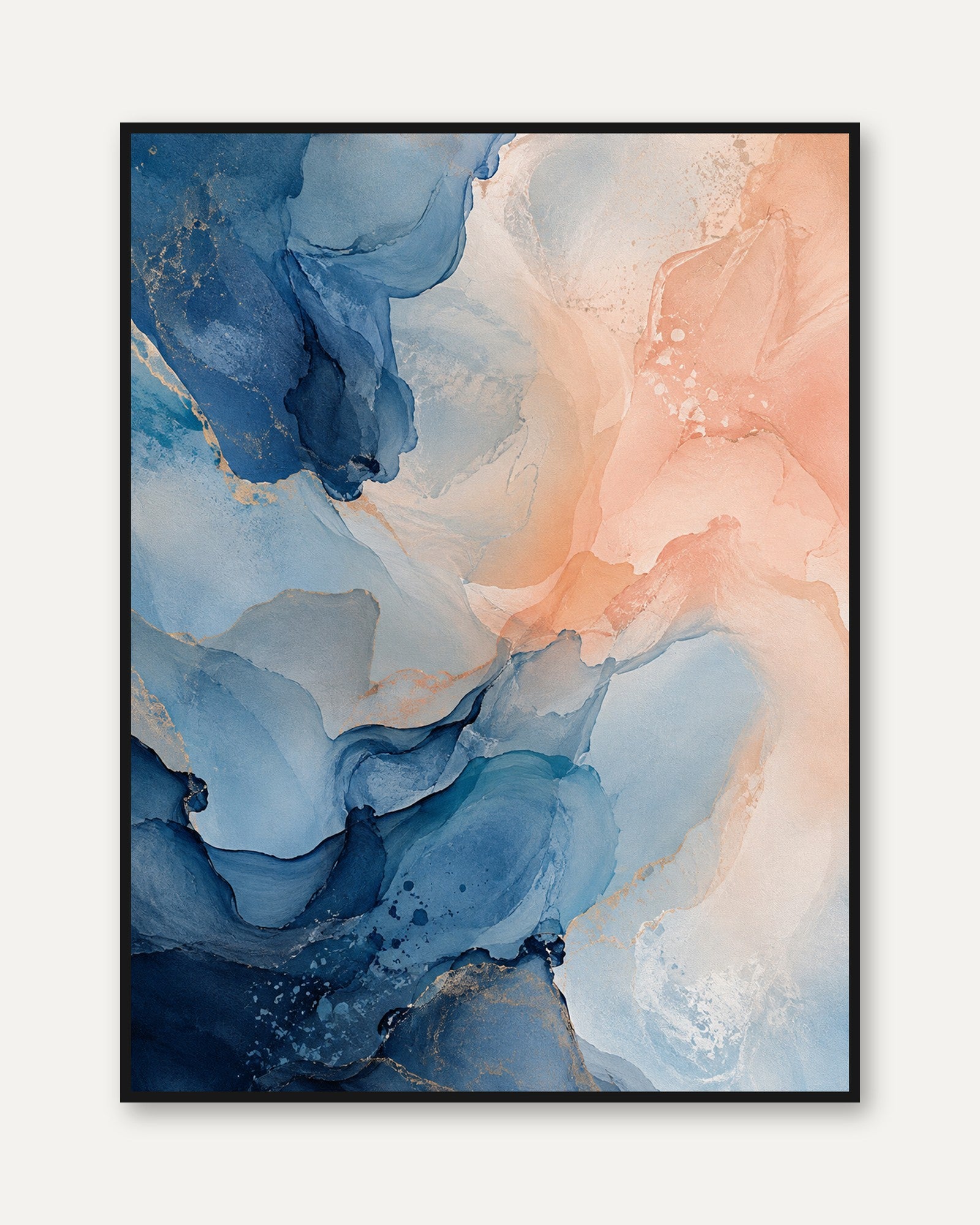 Blue and Pink Abstract Art - framed