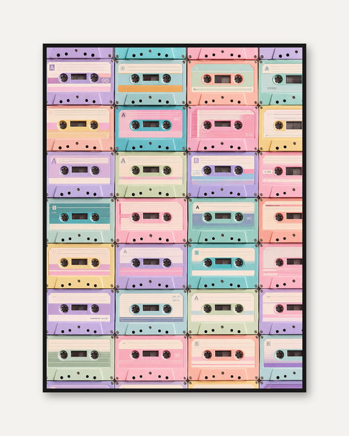 80s Retro Cassette Tape Print - framed