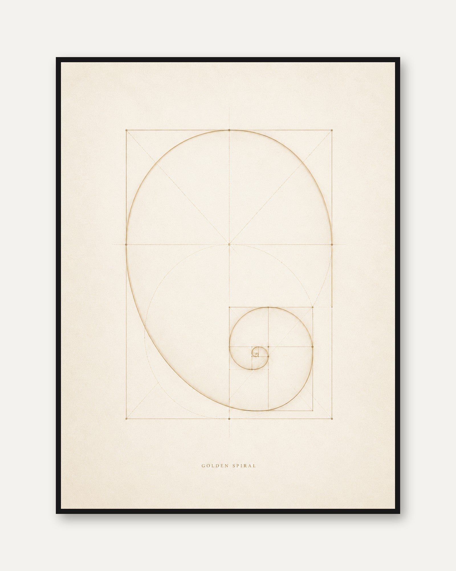 Golden Spiral Wall Art: Fibonacci Sequence - framed