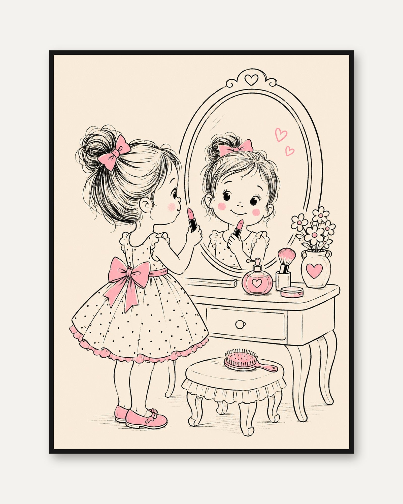 Girls Nursery Wall Art – Vanity Mirror Print - framed
