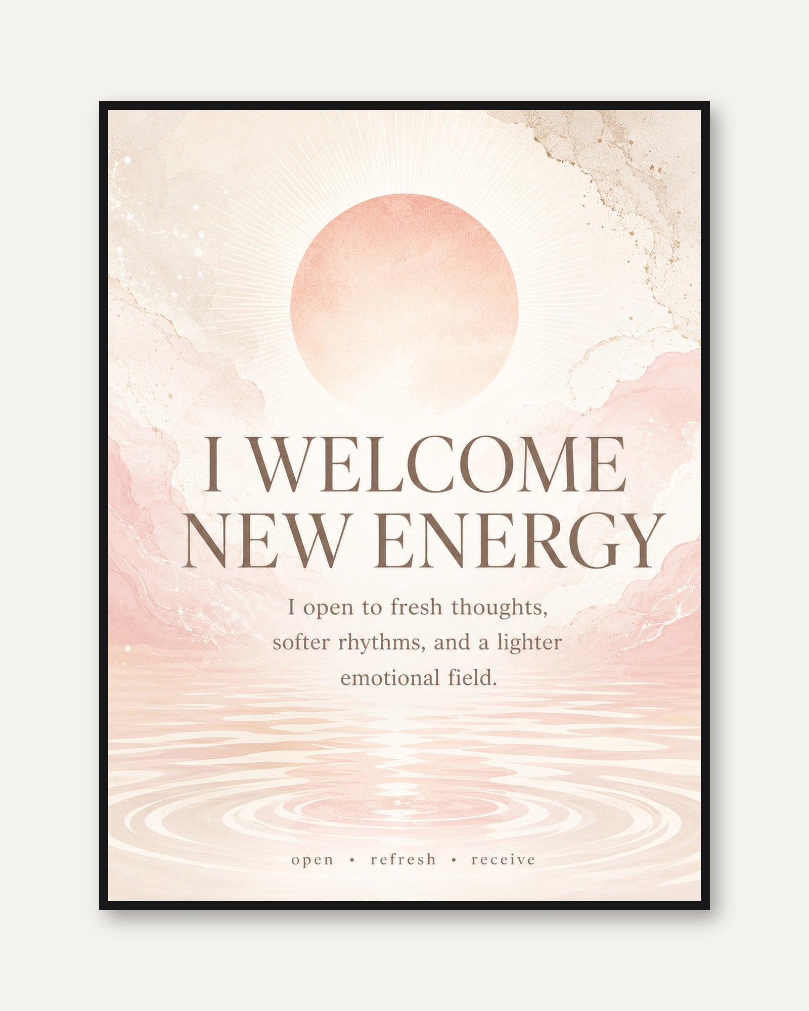 Affirmation Sun Poster – New Energy Wall Art - framed