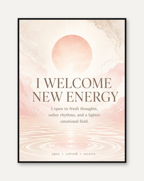 Affirmation Sun Poster – New Energy Wall Art - framed