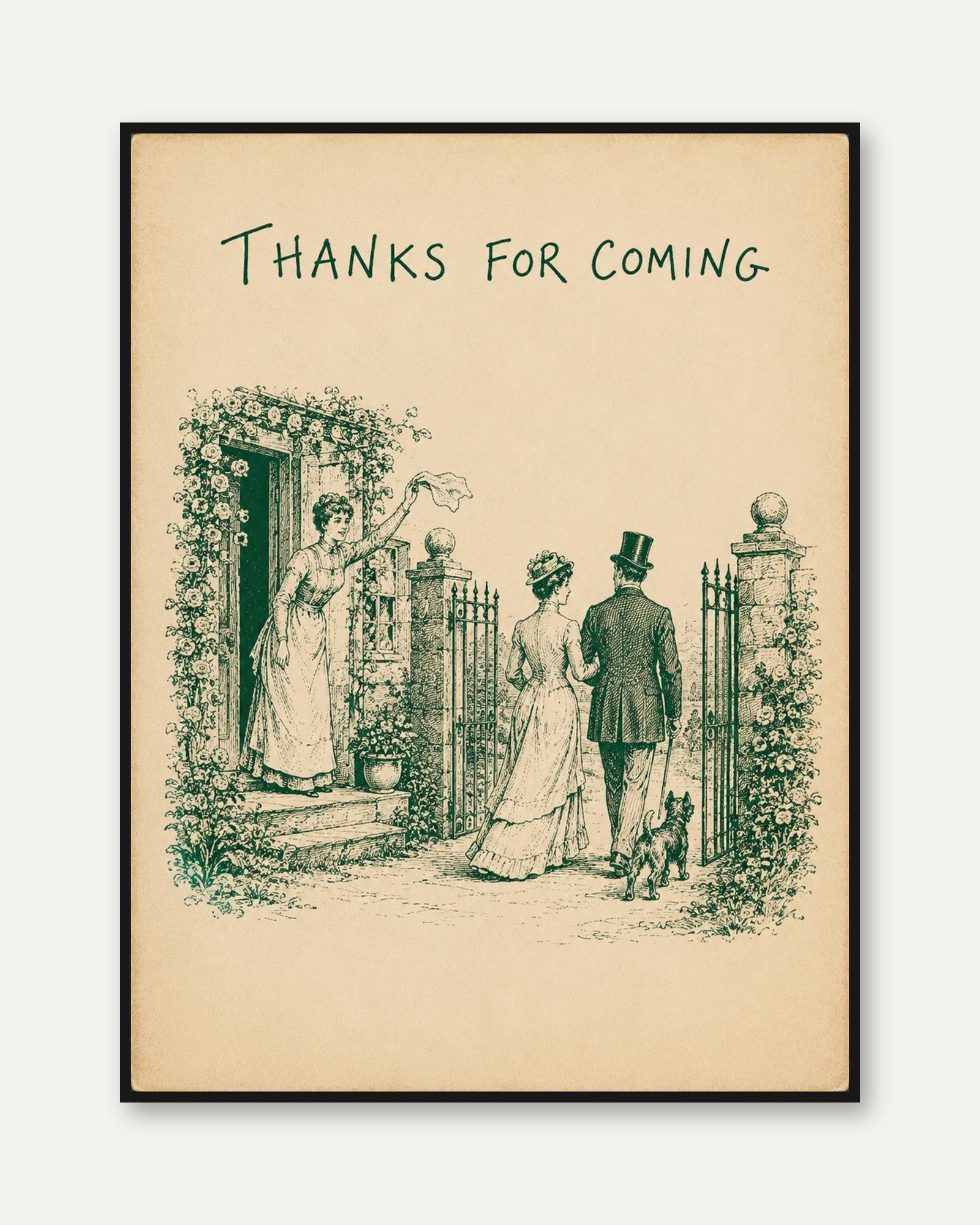 Vintage Wall Art Print: Victorian Garden Scene - framed