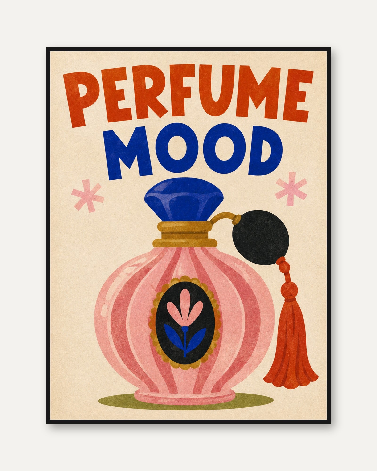 Perfume Bottle Poster – Retro Bathroom Wall Art - framed