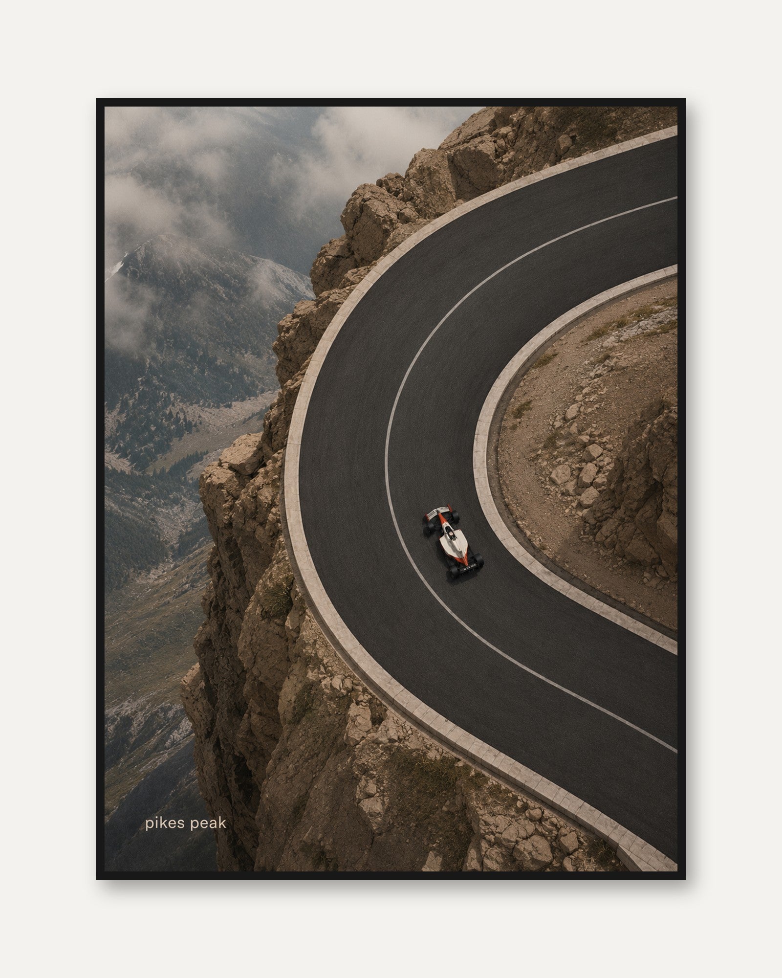 Mountain Road Wall Art – Aerial Road Print - framed
