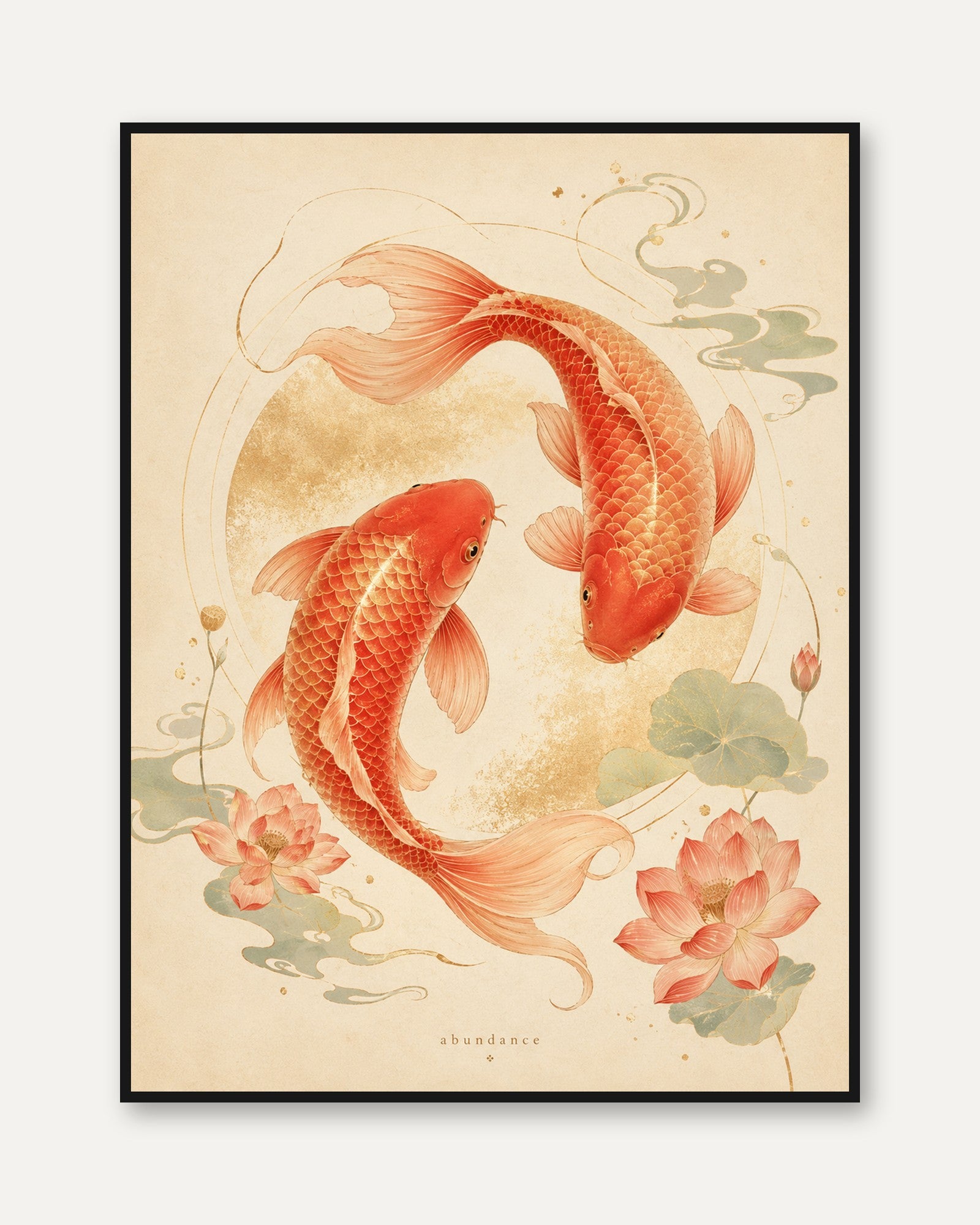 Koi Fish Wall Art – Japanese Art Print - framed