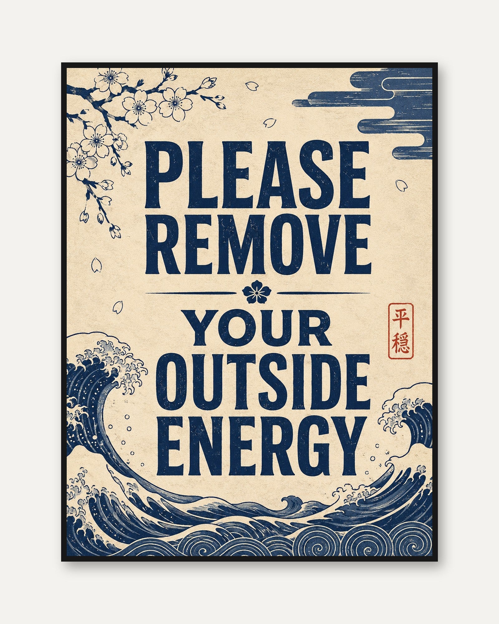 Remove Shoes Sign – Japanese Wave Wall Art - framed