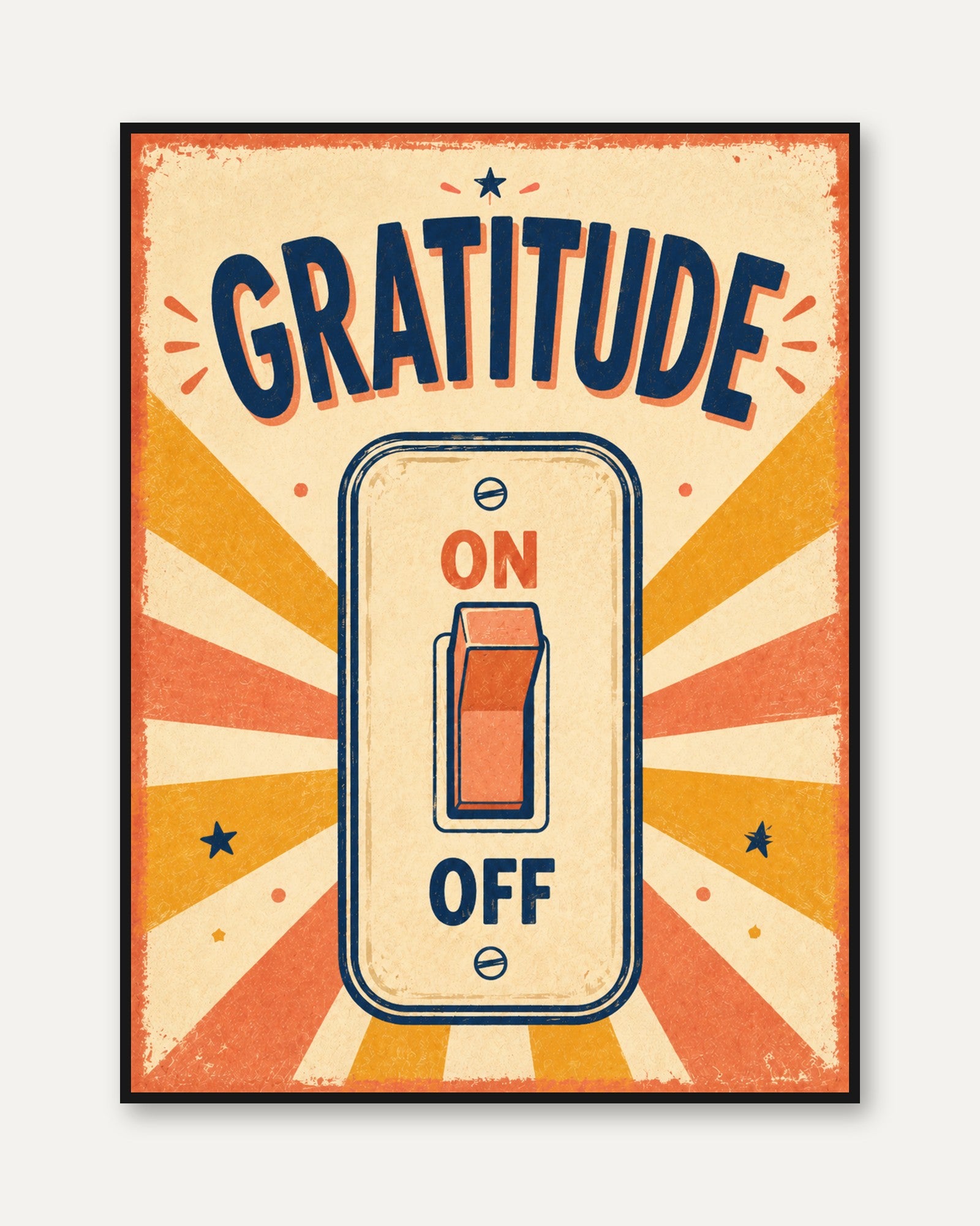 Gratitude Wall Art – Vintage Light Switch Print - framed