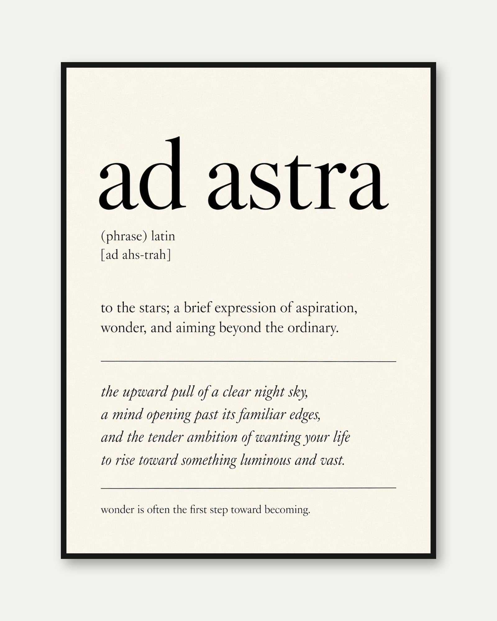 Ad Astra Latin Quote Print: Minimalist Typography Wall Art - framed