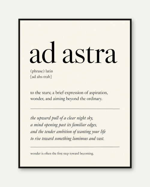 Ad Astra Latin Quote Print: Minimalist Typography Wall Art - framed