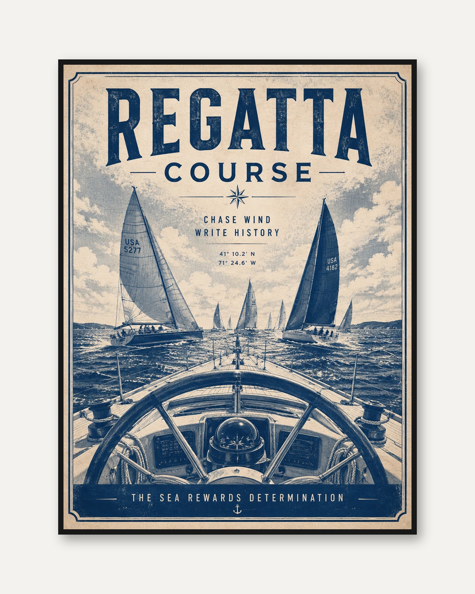 Sailing Wall Art – Nautical Regatta Poster - framed