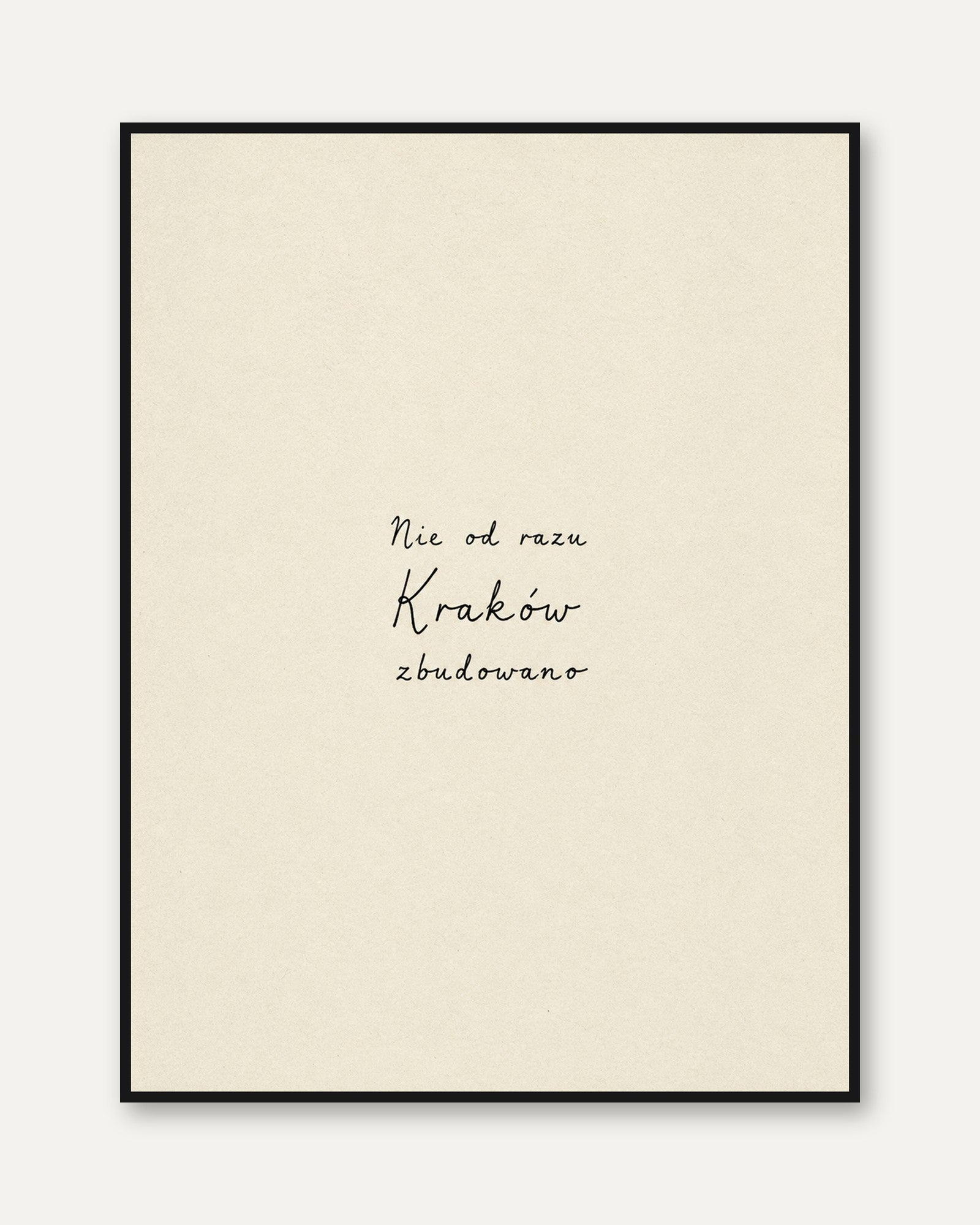 Krakow Typography Print: Minimalist Polish Travel Poster - framed
