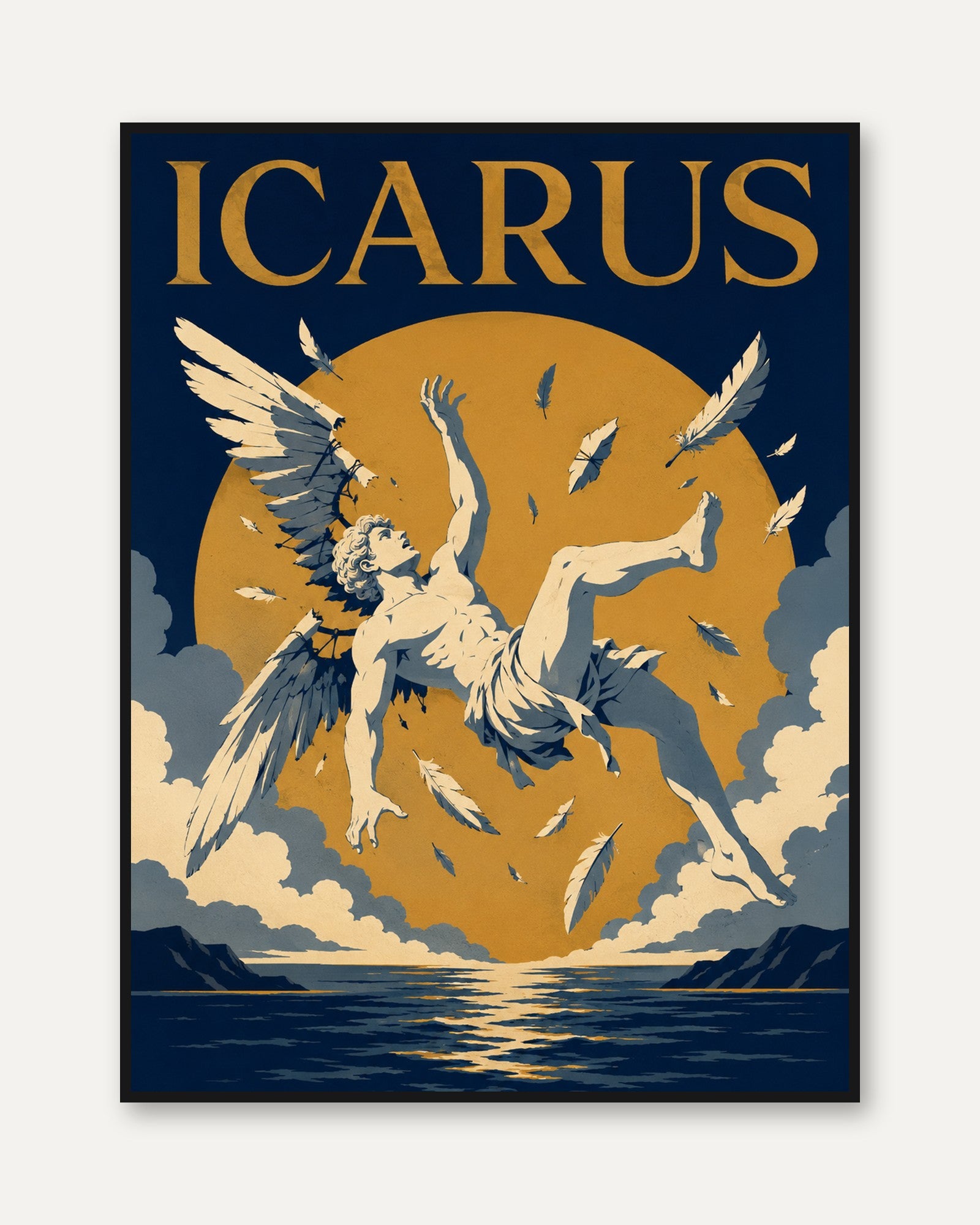 Greek Mythology Poster – Icarus Wall Art - framed