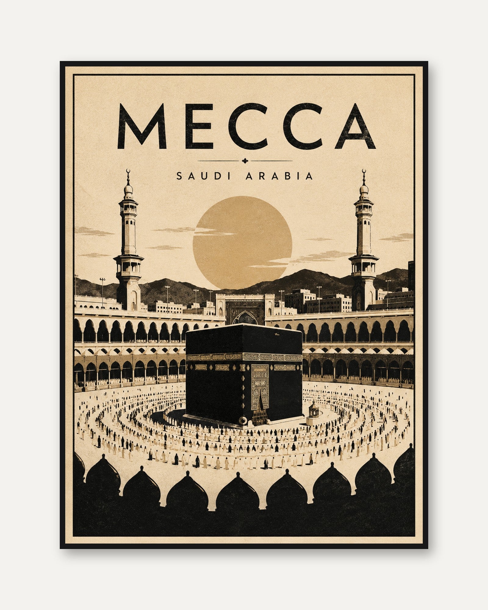 Mecca Travel Poster – Saudi Arabia Wall Art - framed
