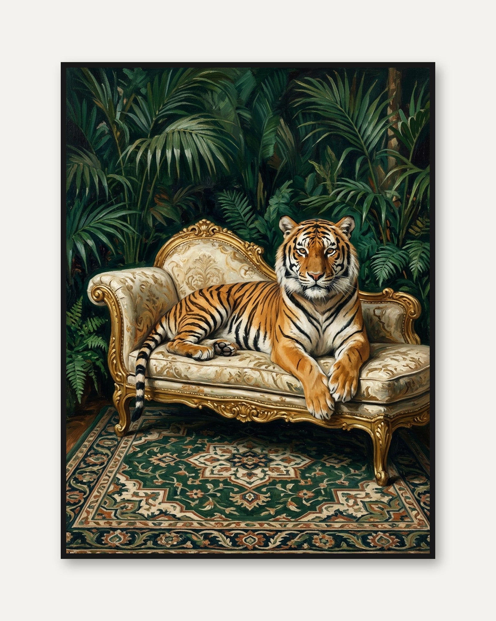 Tiger Portrait Print — Regal Jungle Maximalist Art - framed