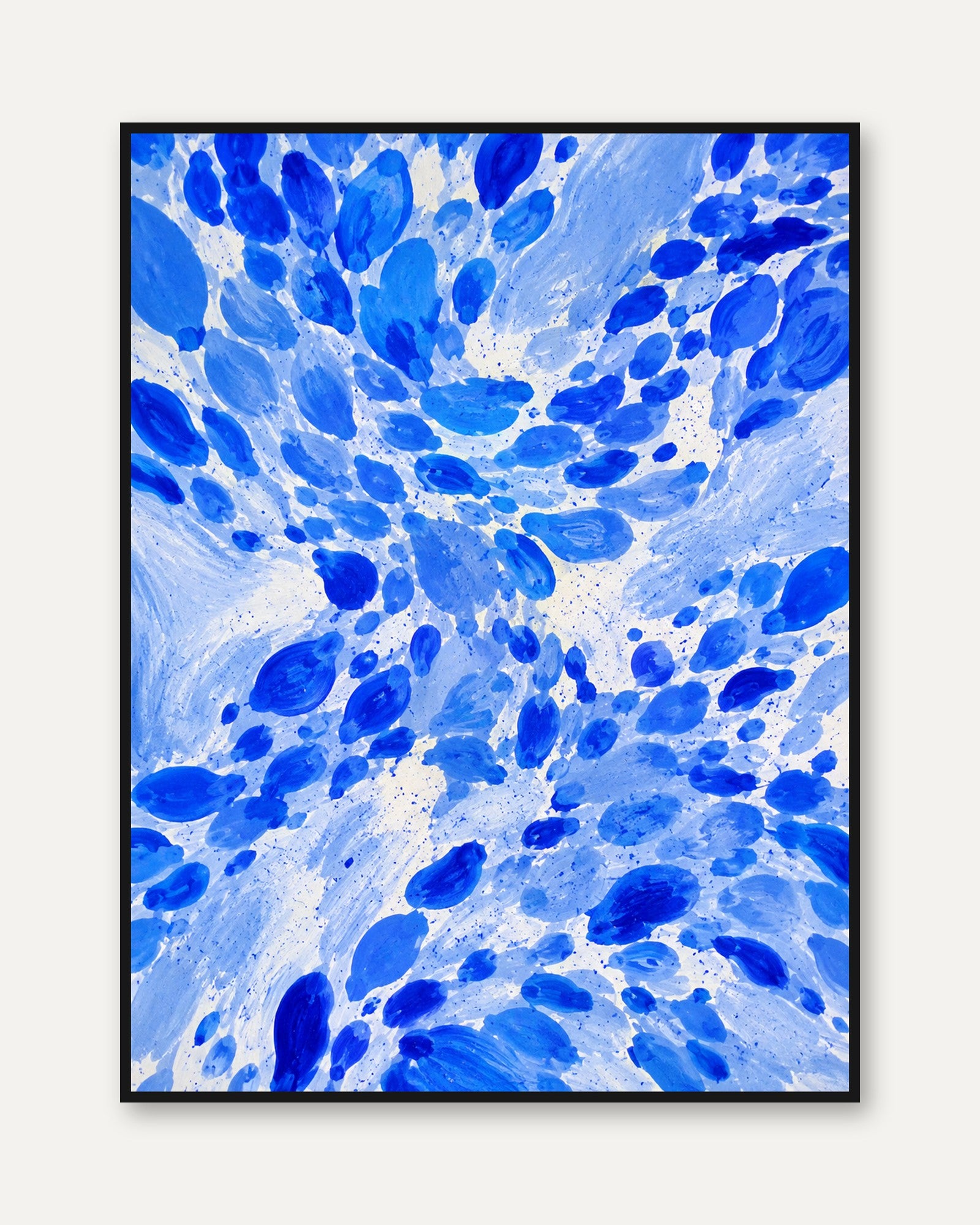 Blue Abstract Wall Art – Fluid Art Print - framed