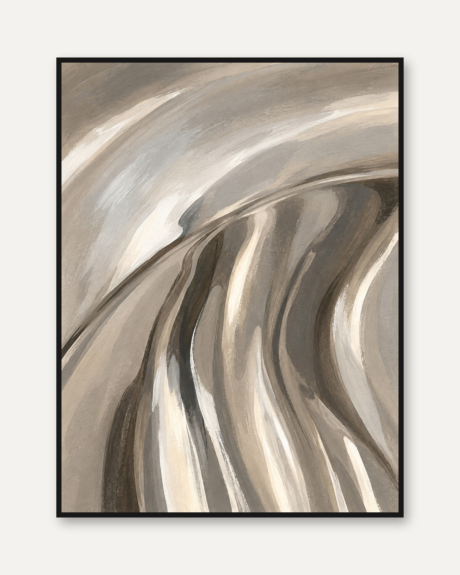 Neutral Abstract Wall Art – Modern Marble Print - framed