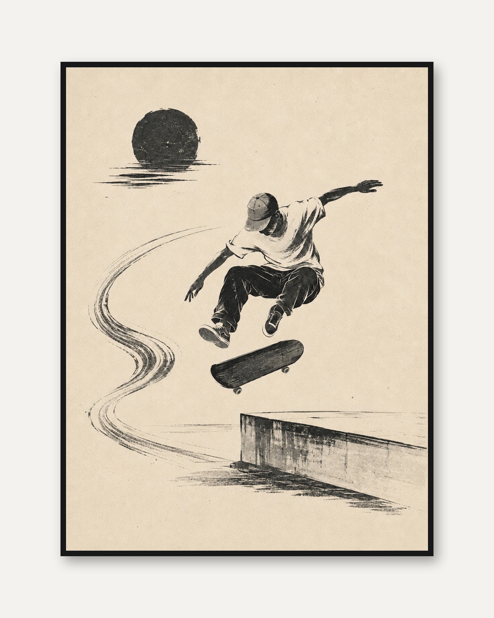 Skateboarding Wall Art – Urban Street Art Print - framed
