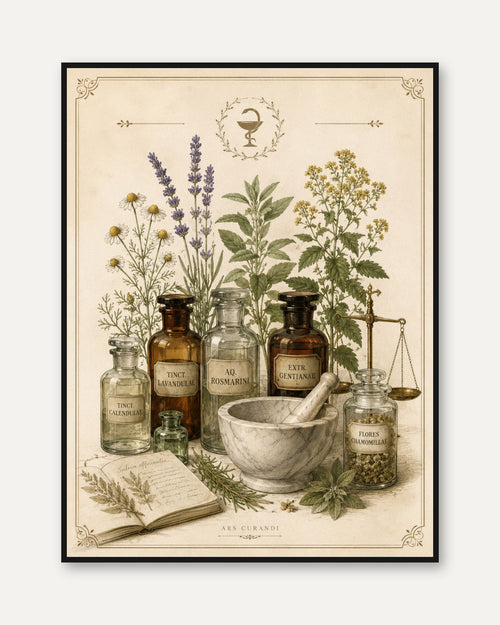 Apothecary Wall Art – Vintage Botanical Print - framed