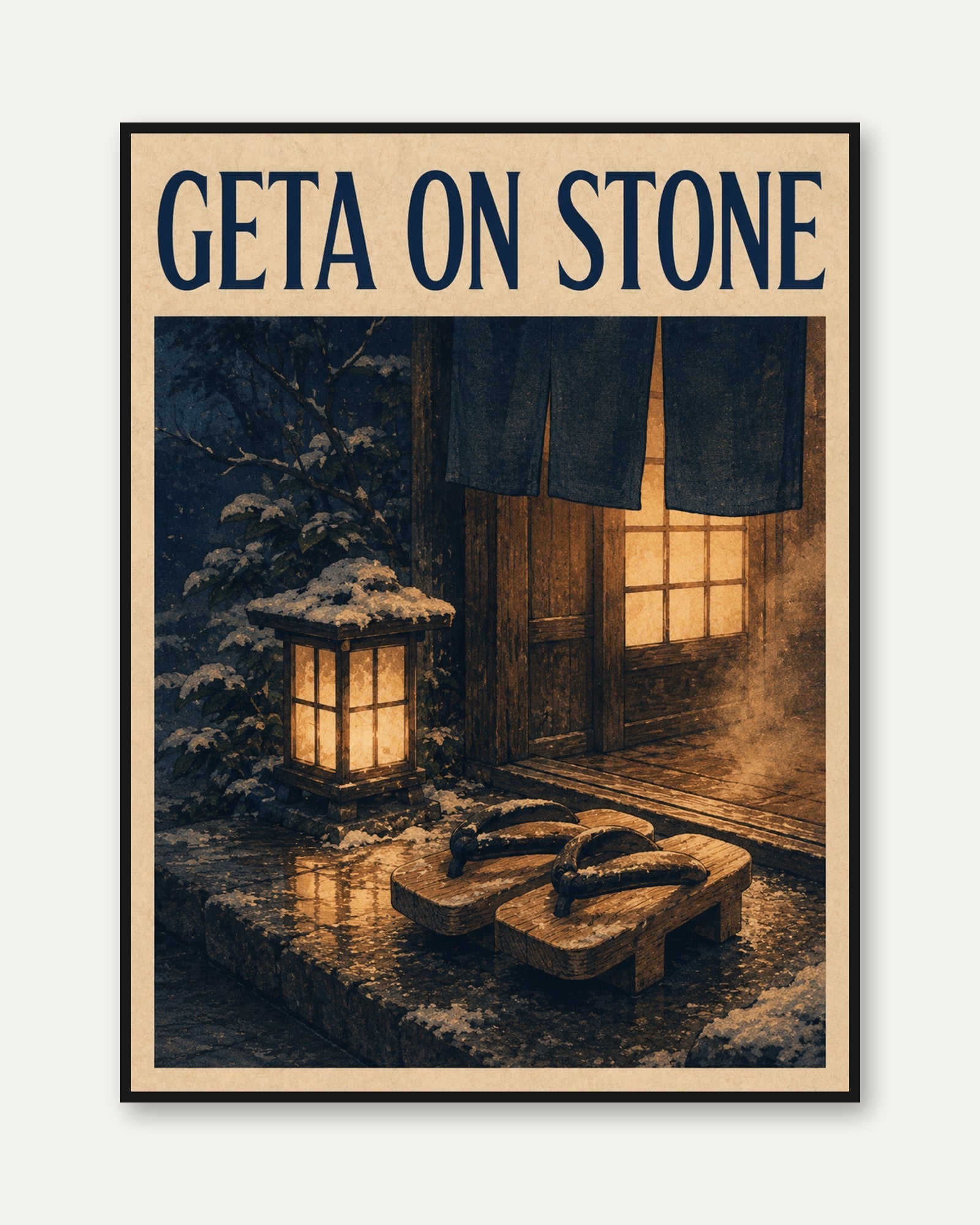 Japanese Bath House Poster – Onsen Wall Art - framed