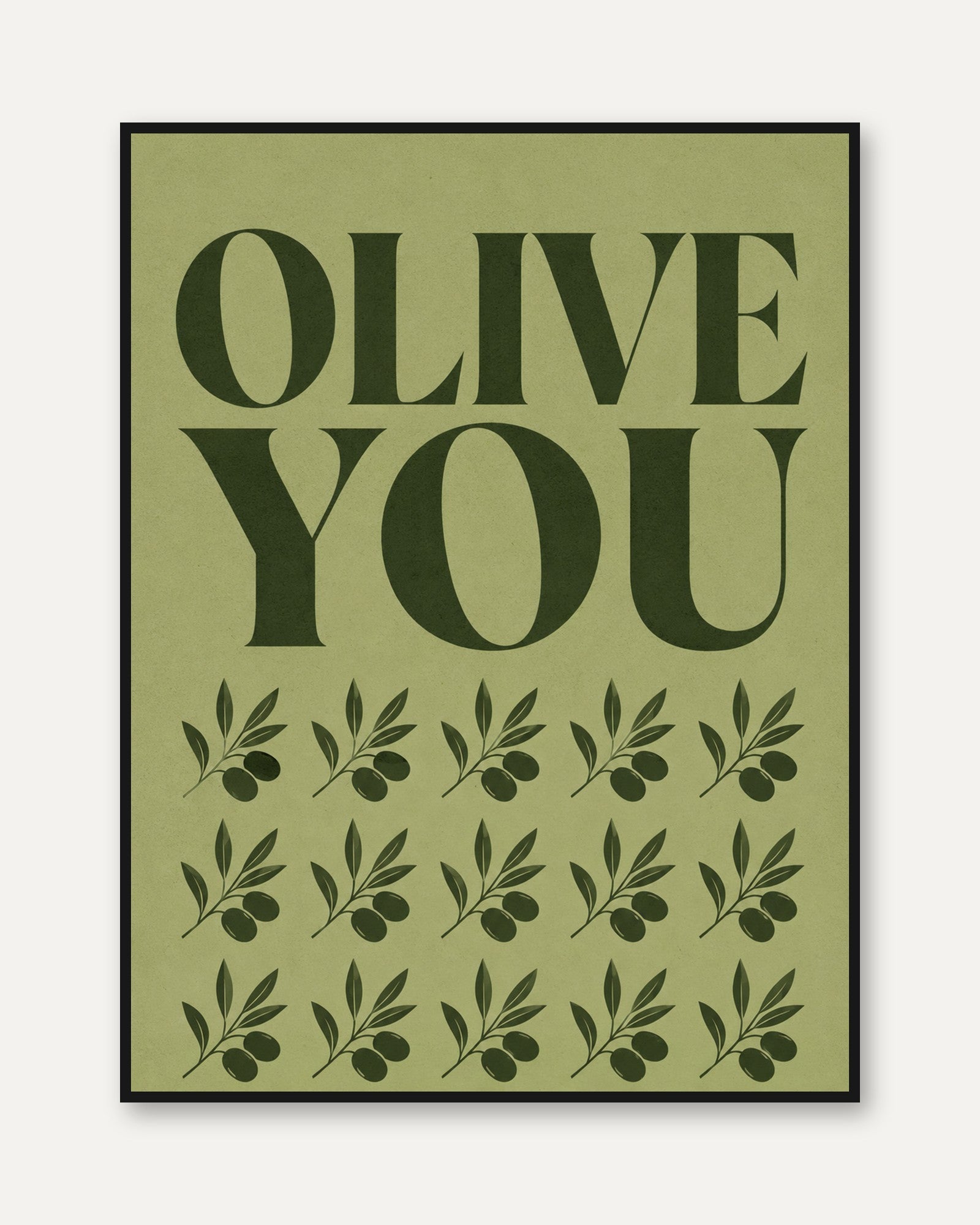 Kitchen Wall Art: Olive You Retro Print - framed