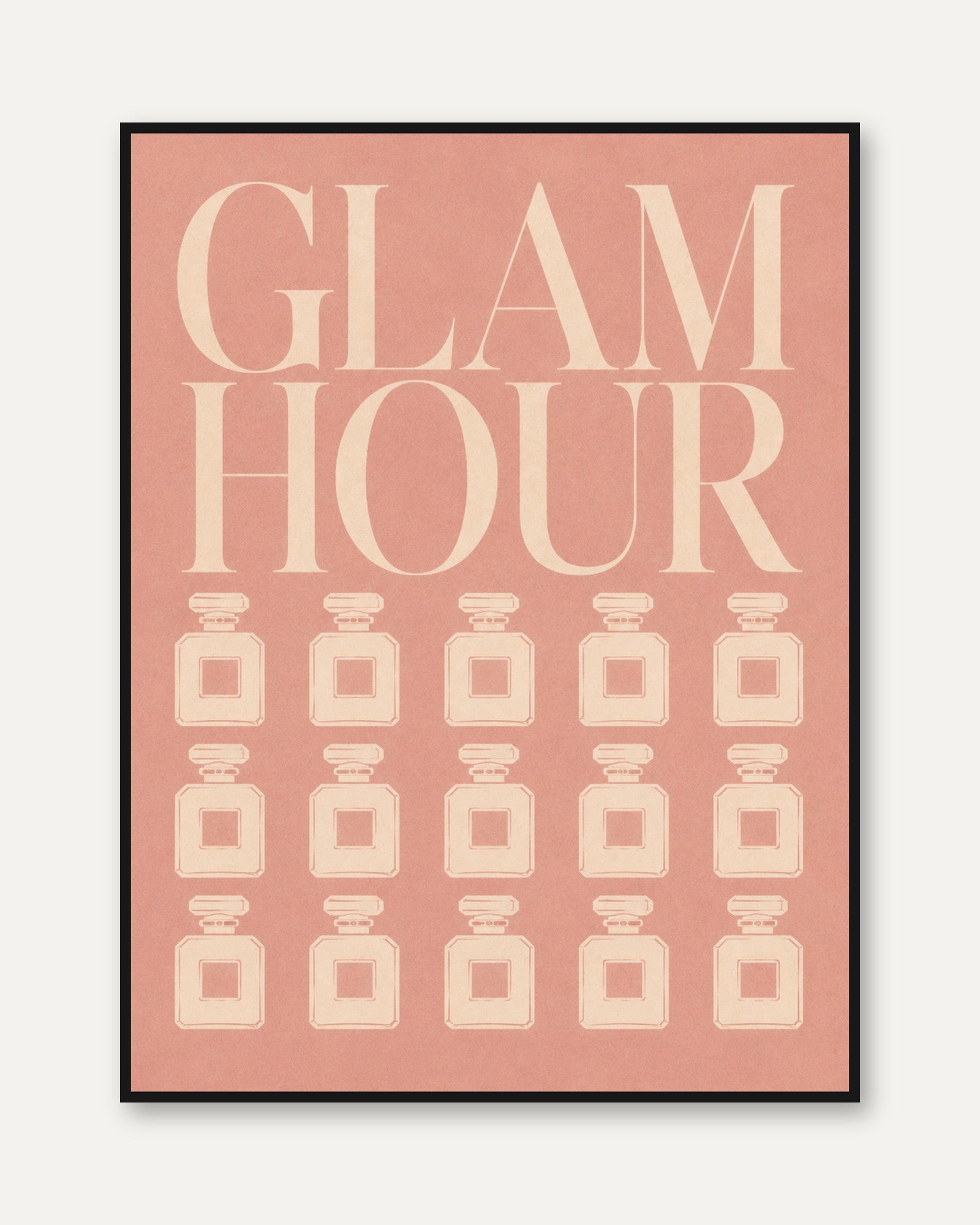 Fashion Wall Art Print: Glam Hour Perfume Bottles - framed