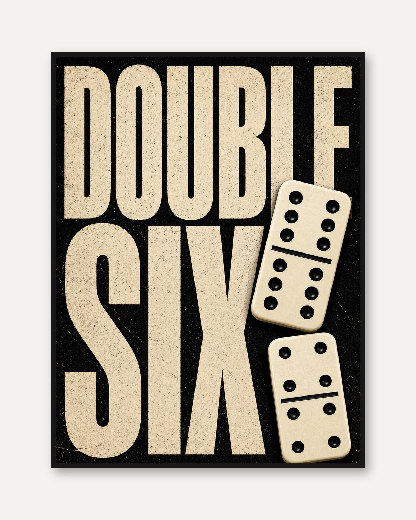 Domino Wall Art – Double Six Vintage Print - framed