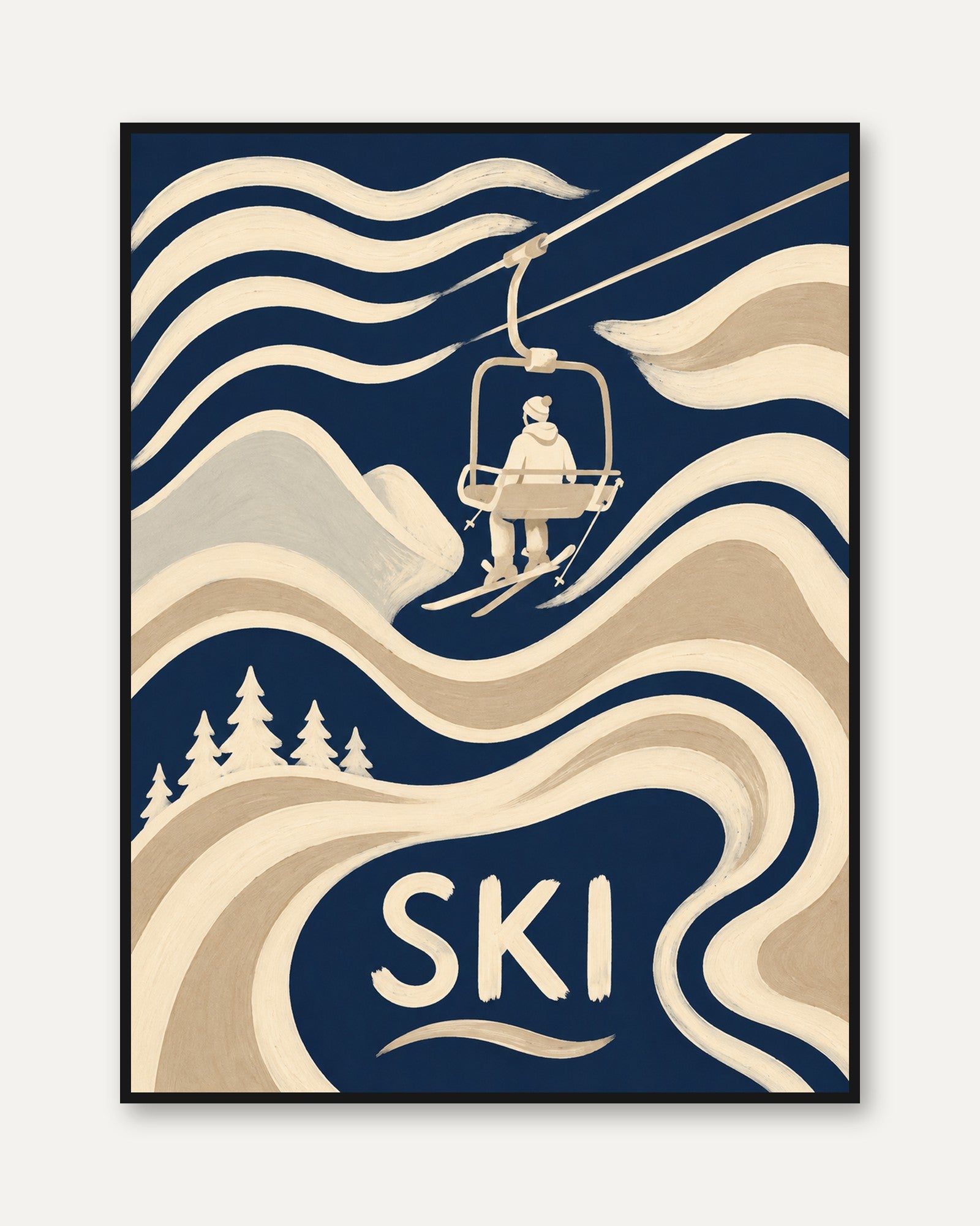 Ski Poster – Vintage Ski Lift Print - framed