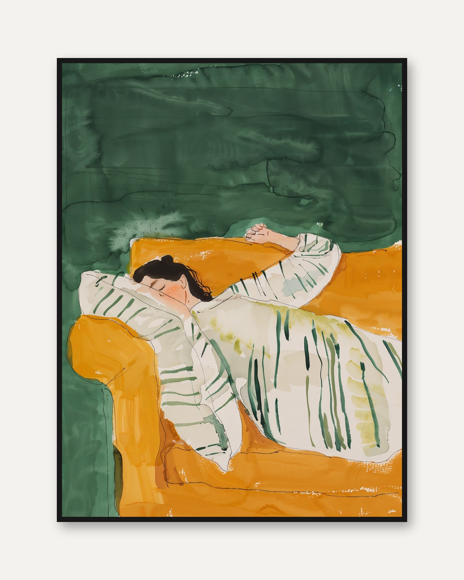 Figurative Wall Art Print: Woman Resting - framed
