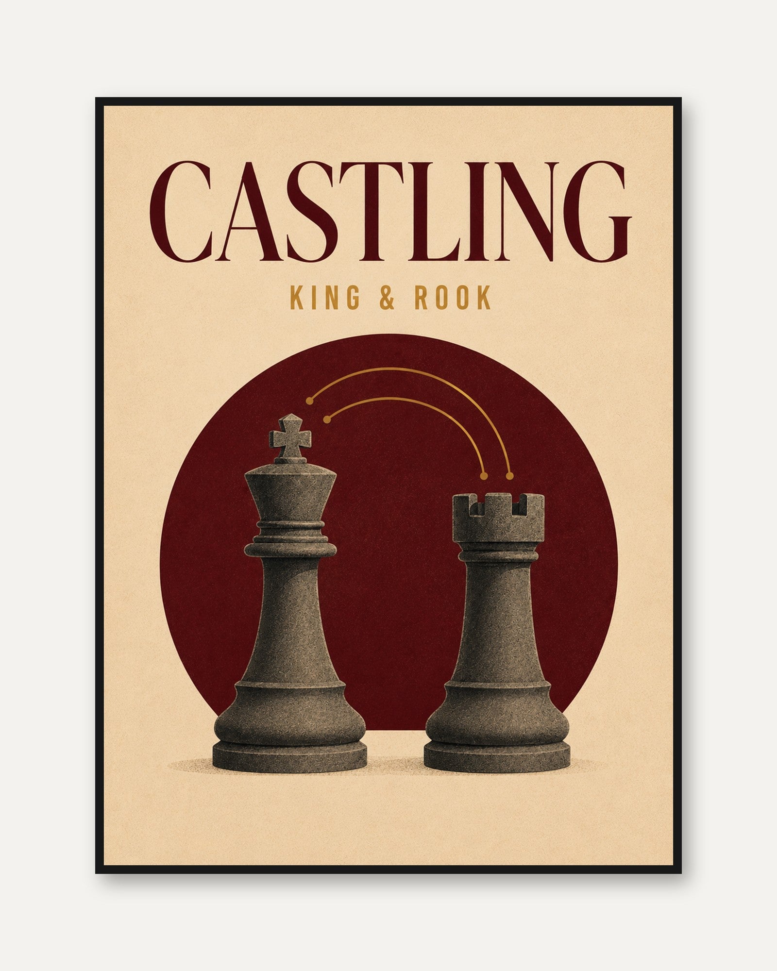Chess Castling Art Print: Vintage King and Rook Design - framed