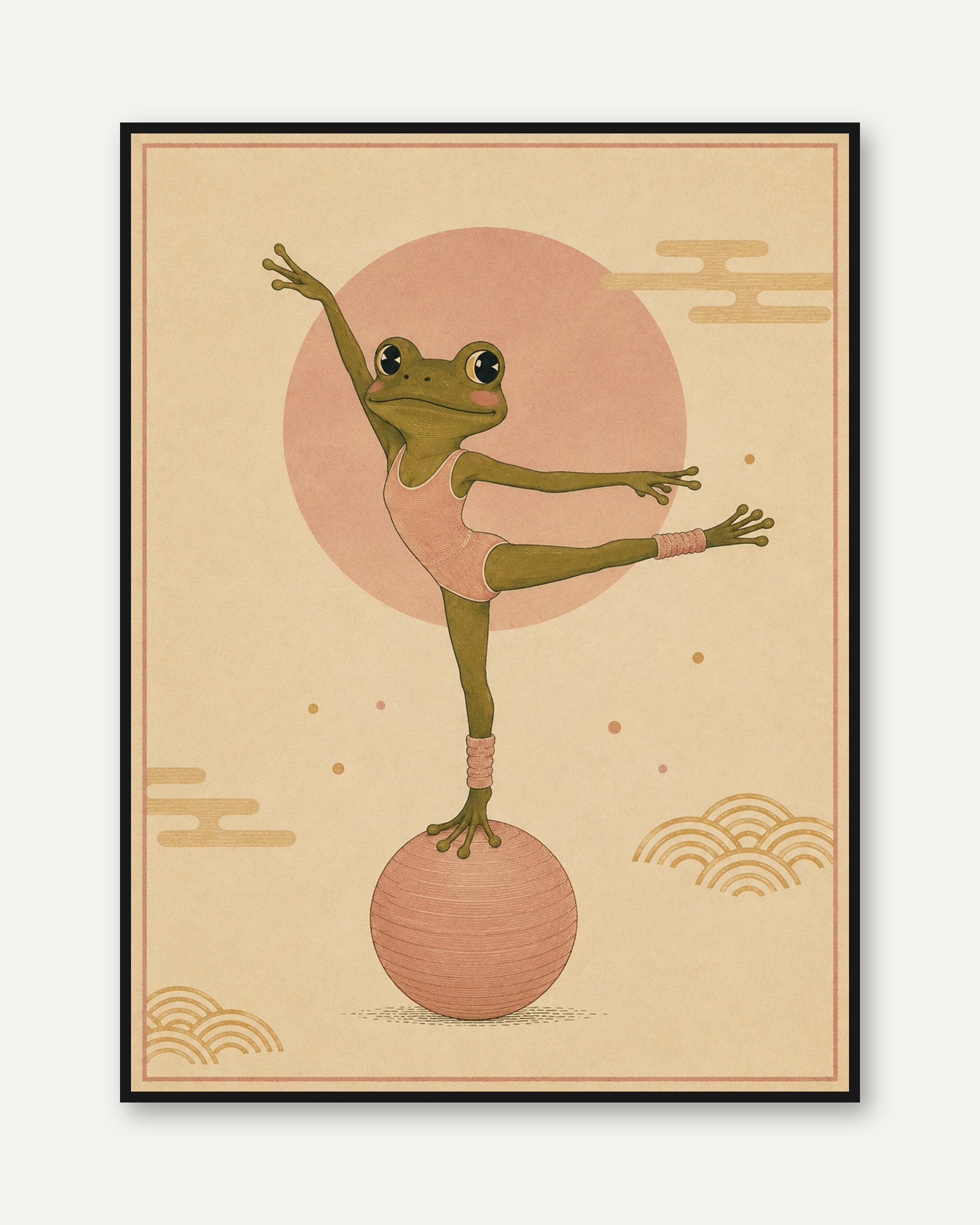 Frog Wall Art – Whimsical Nursery Print - framed
