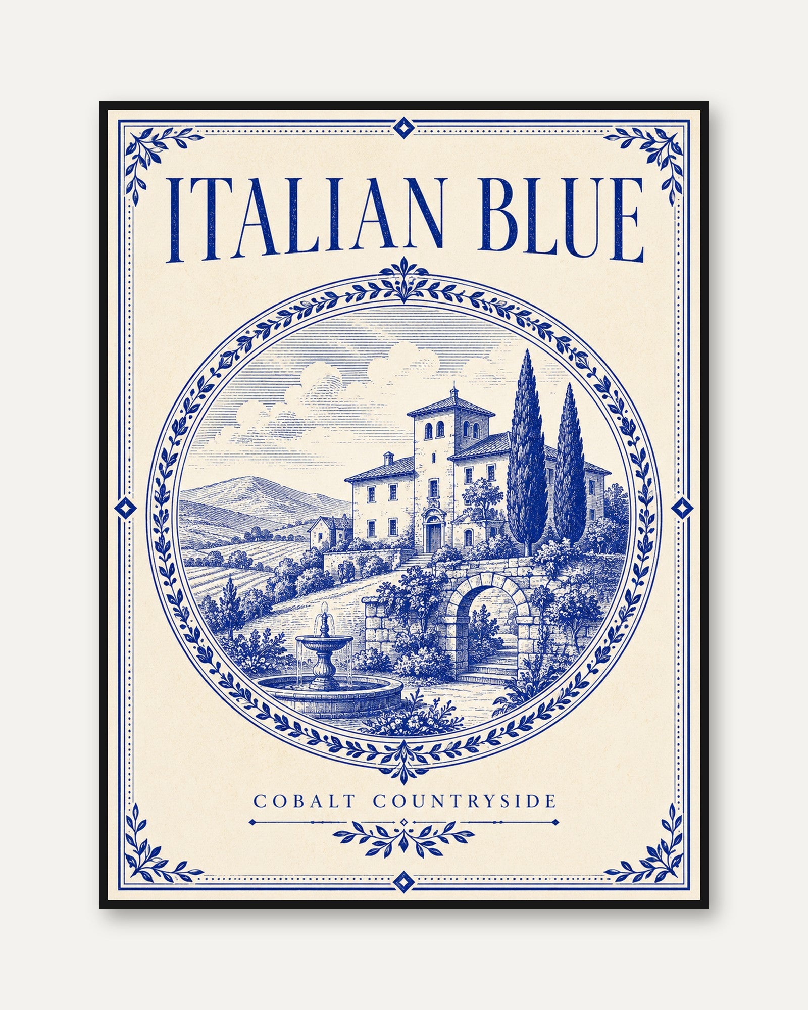 Italian Countryside Poster – Tuscan Villa Print - framed