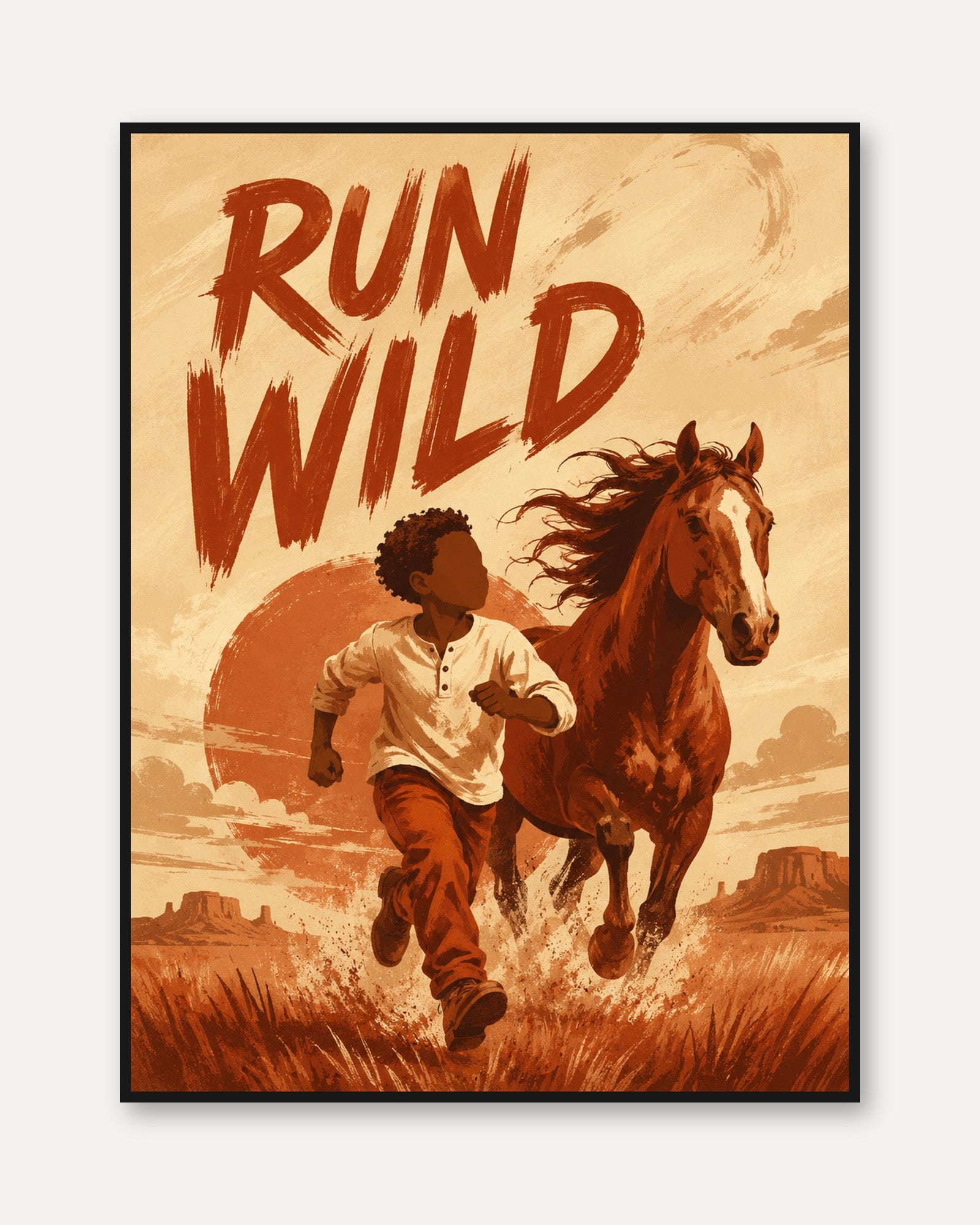 Horse Wall Art – Adventure Typography Print - framed