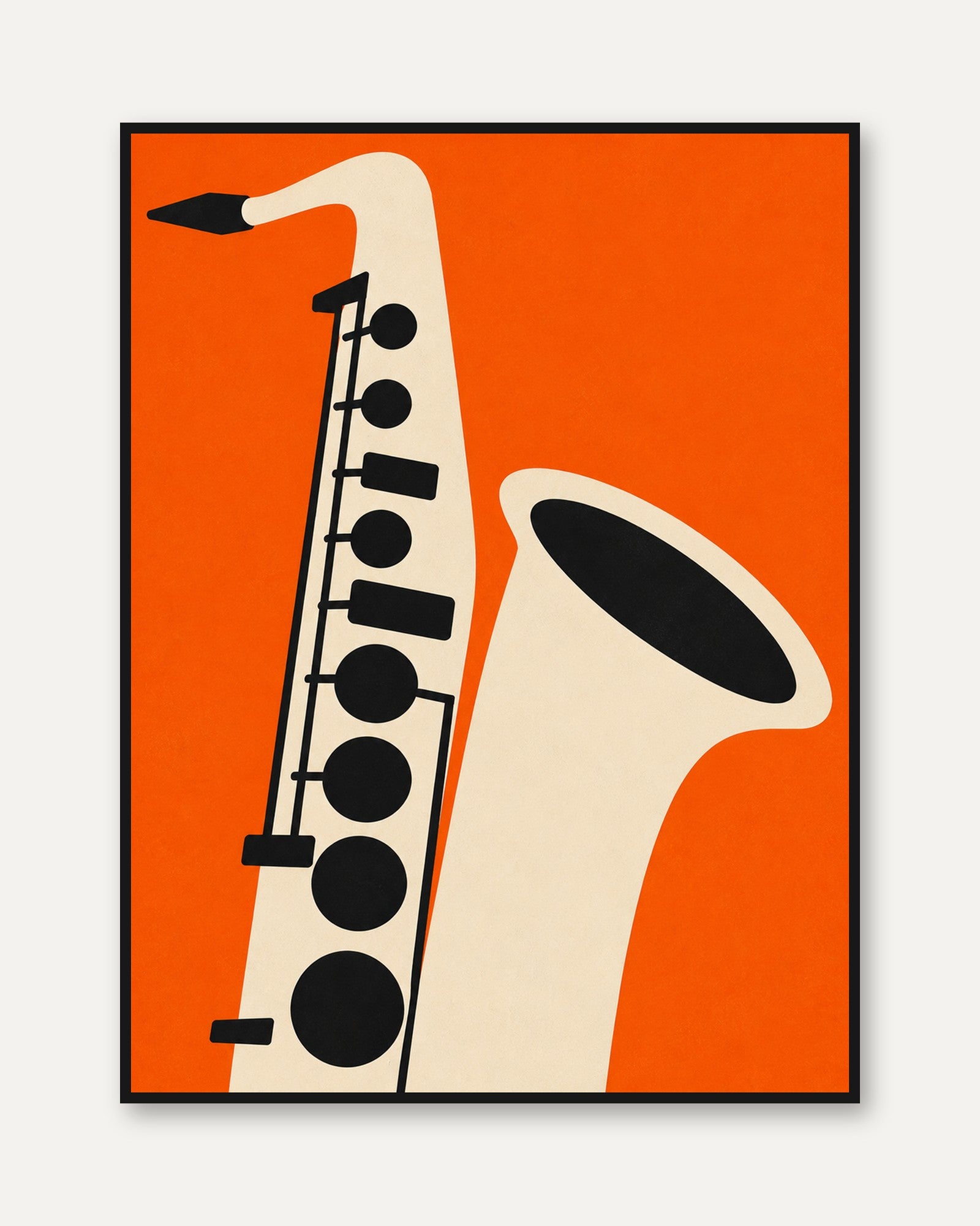 Saxophone Jazz Print — Mid-Century Modern Music Illustration - framed