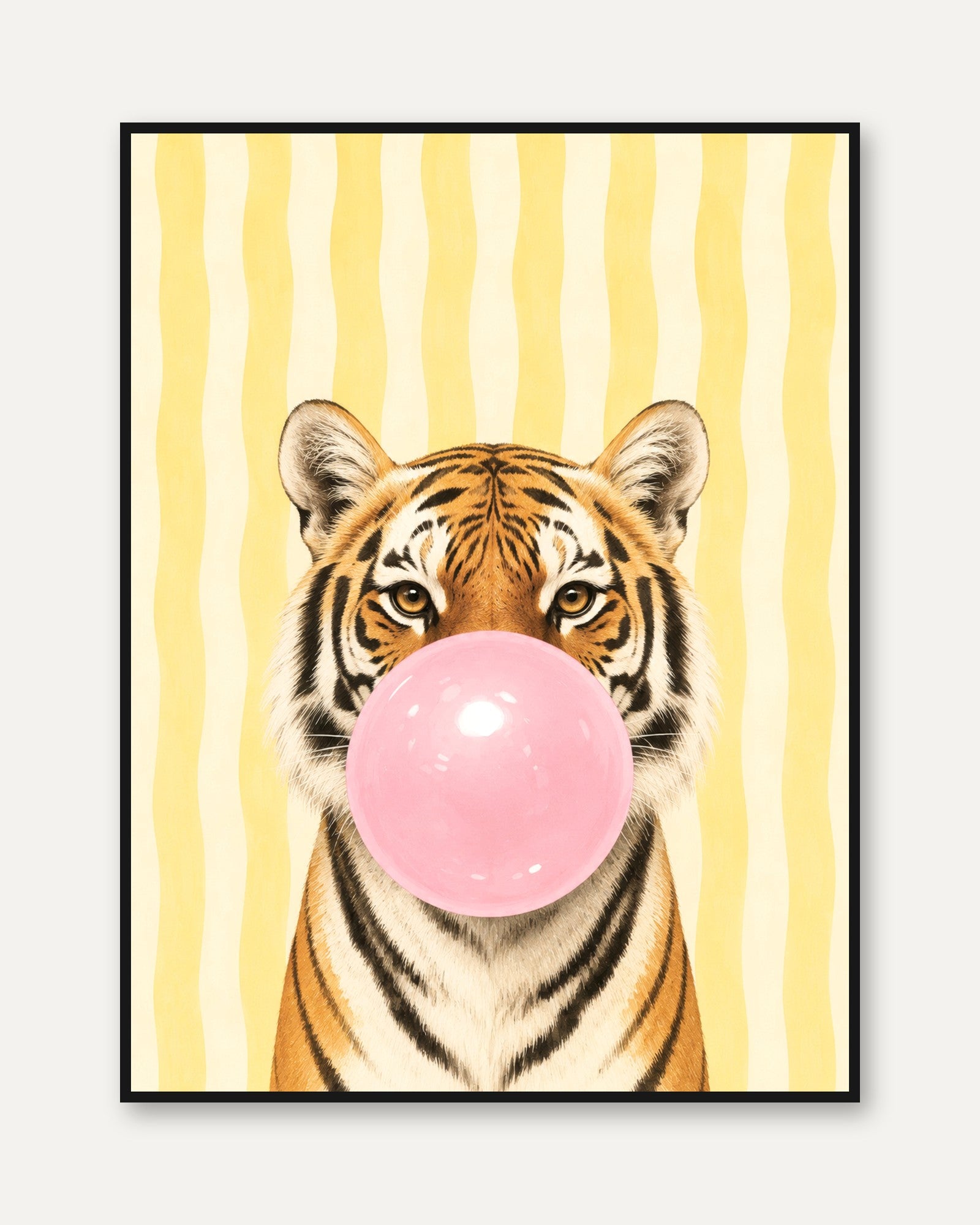 Tiger Bubble Gum Print – Animal Wall Art - framed