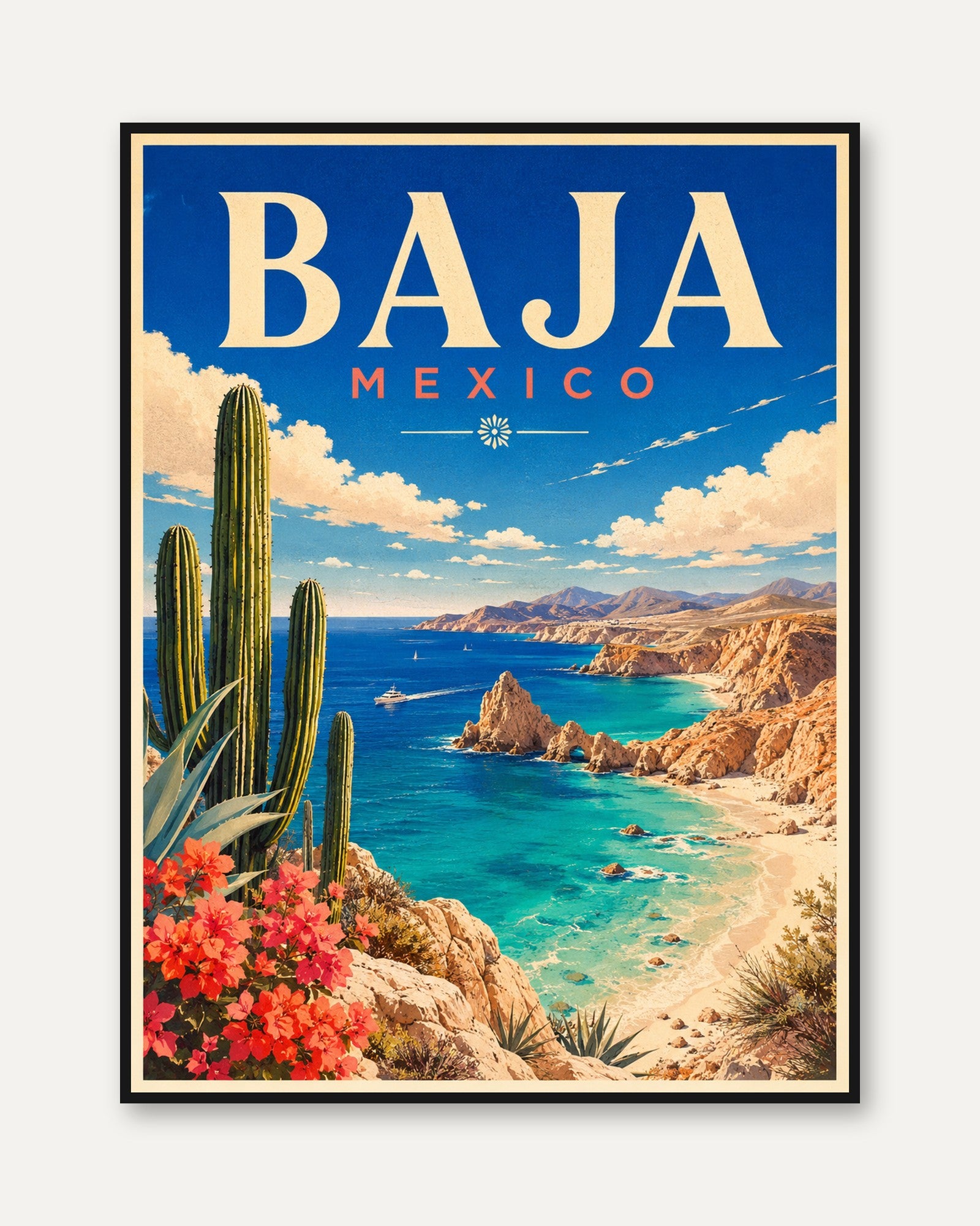 Mexico Travel Poster – Baja California Print - framed