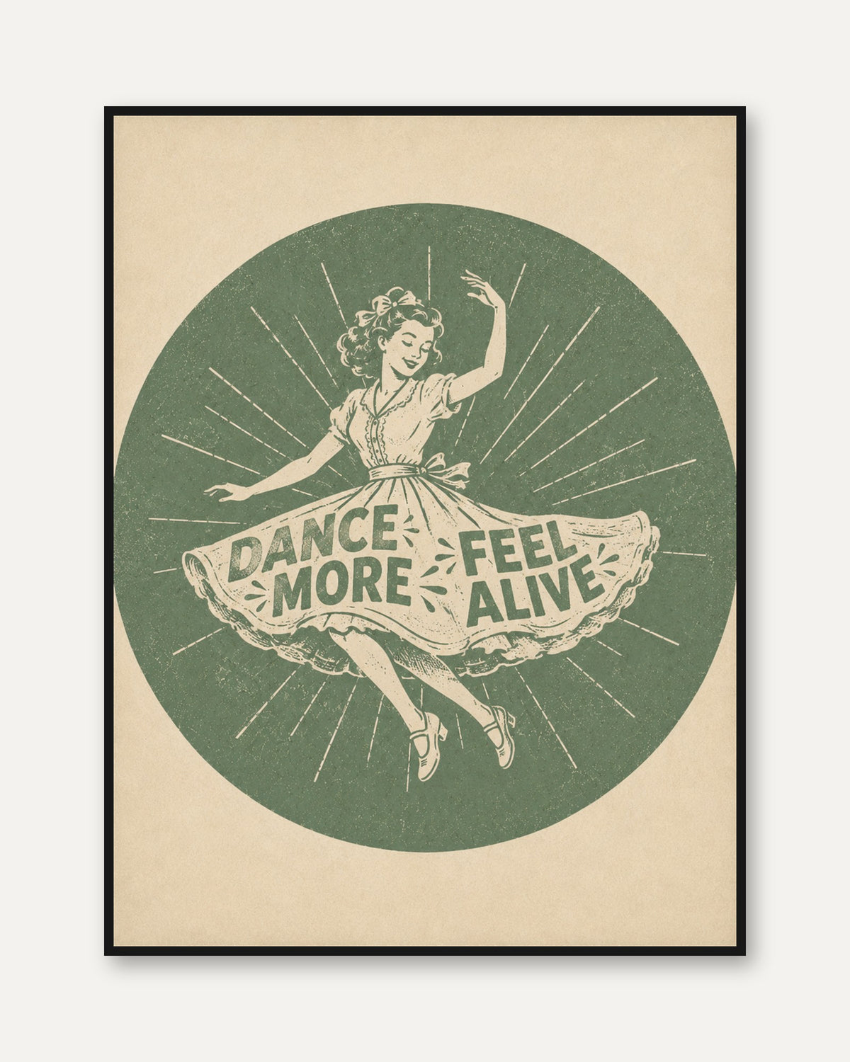 Vintage Dance Poster Print: 1950s Woman - framed
