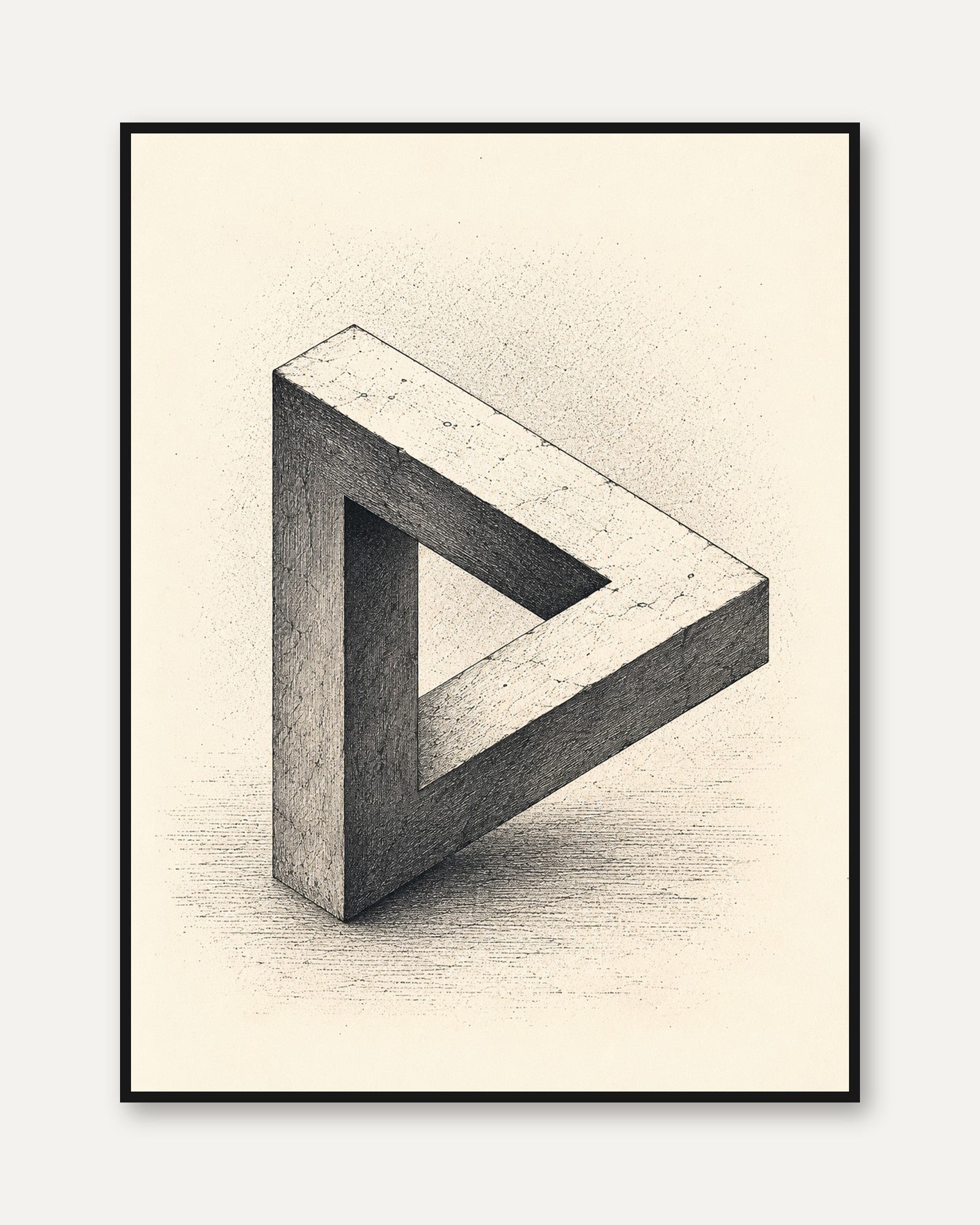 Impossible Triangle Print – Geometric Wall Art - framed