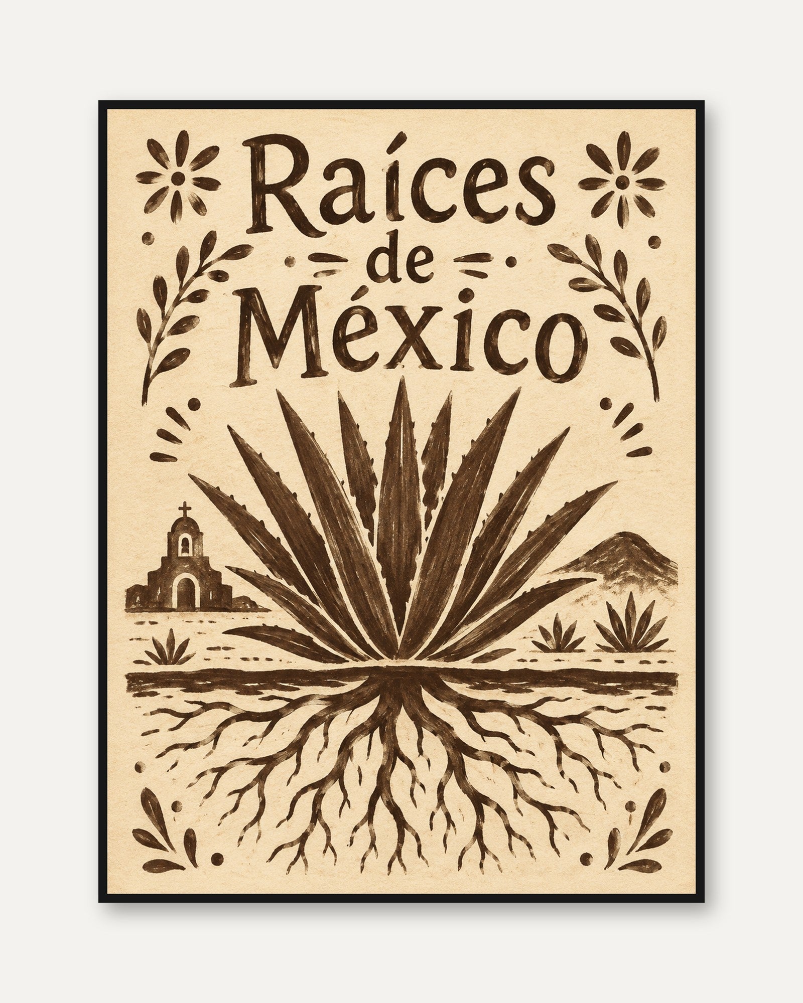 Mexican Folk Art Print – Roots of Mexico Poster - framed