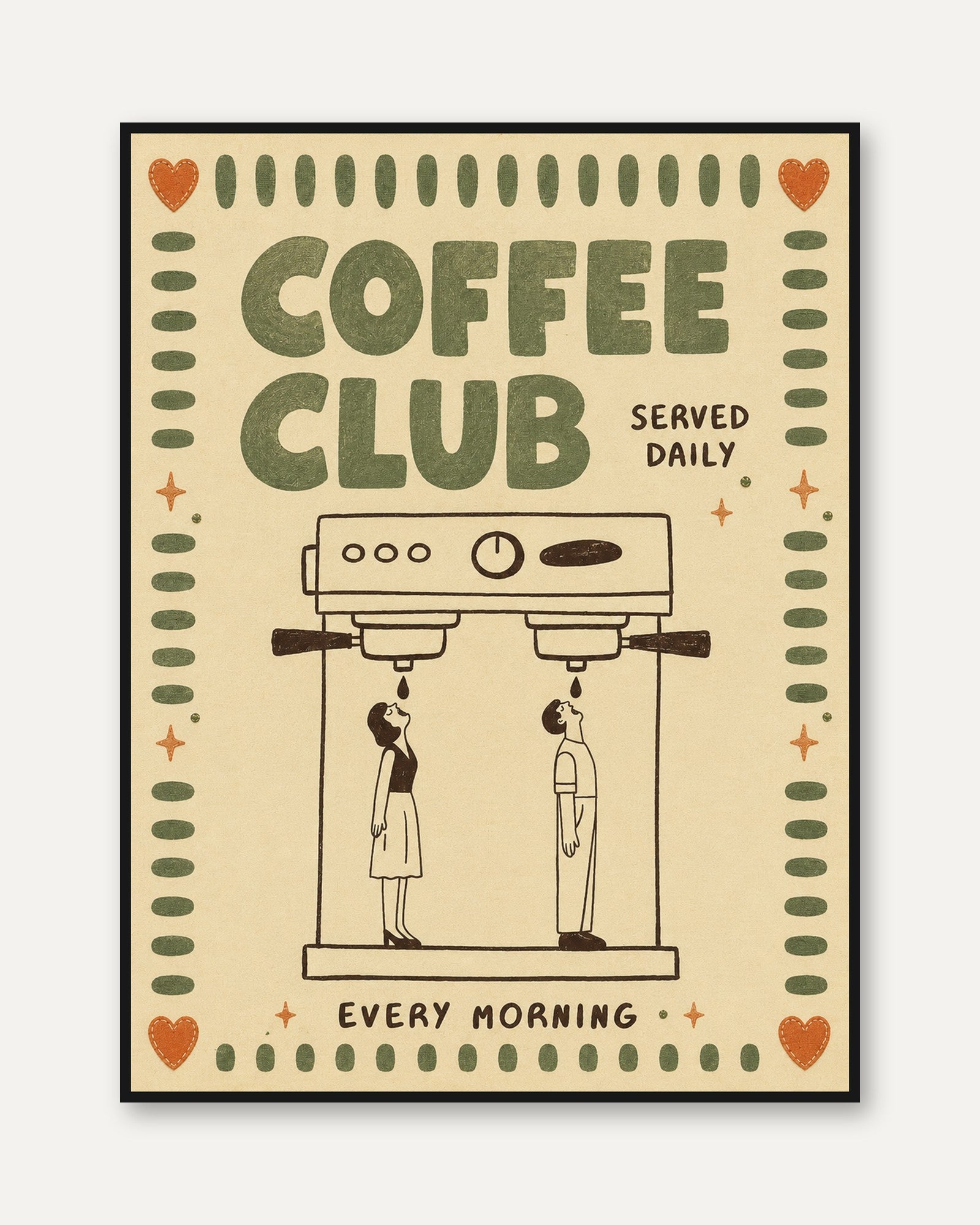 Retro Coffee Club Print - framed