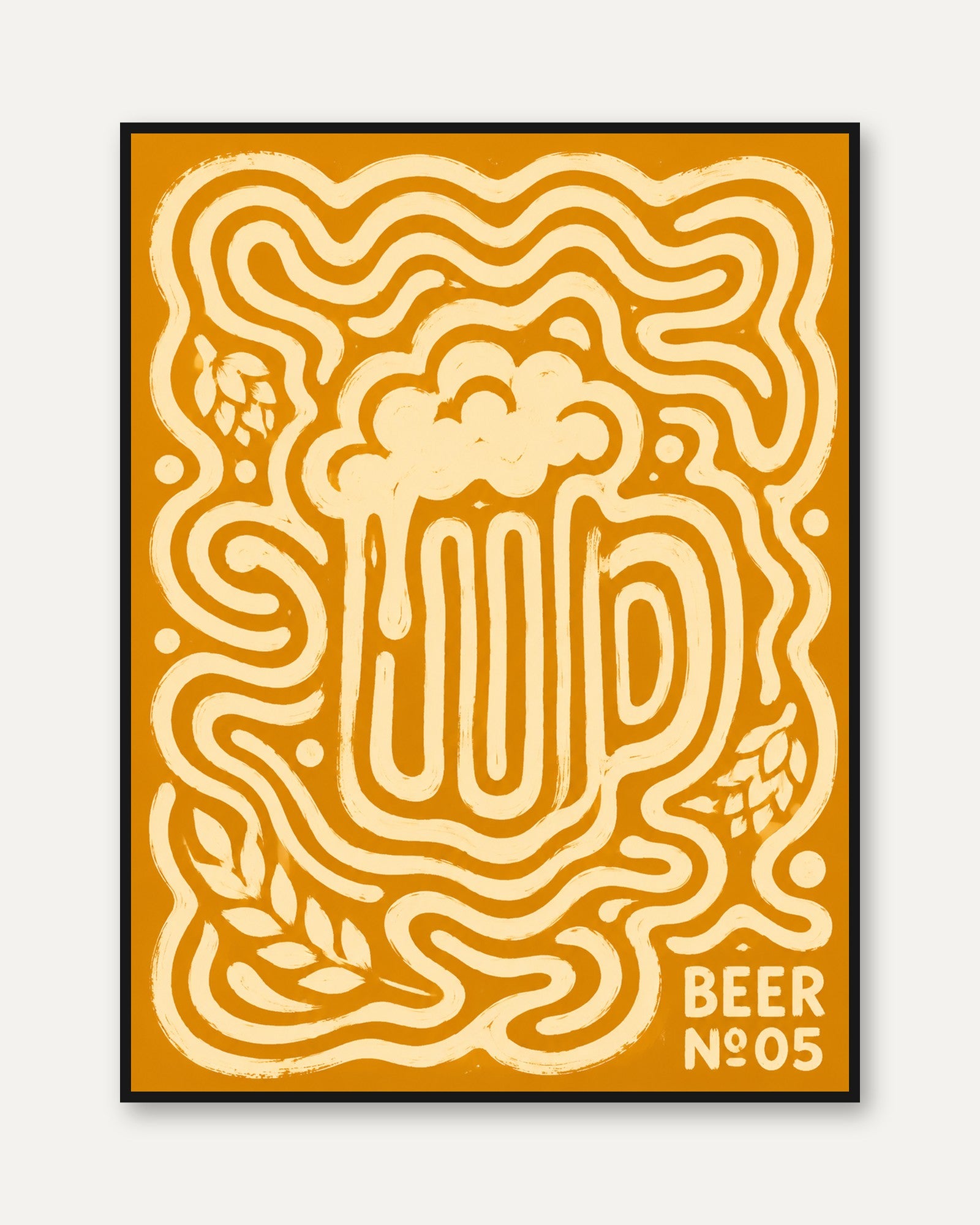Beer Wall Art – Retro Bar Print - framed