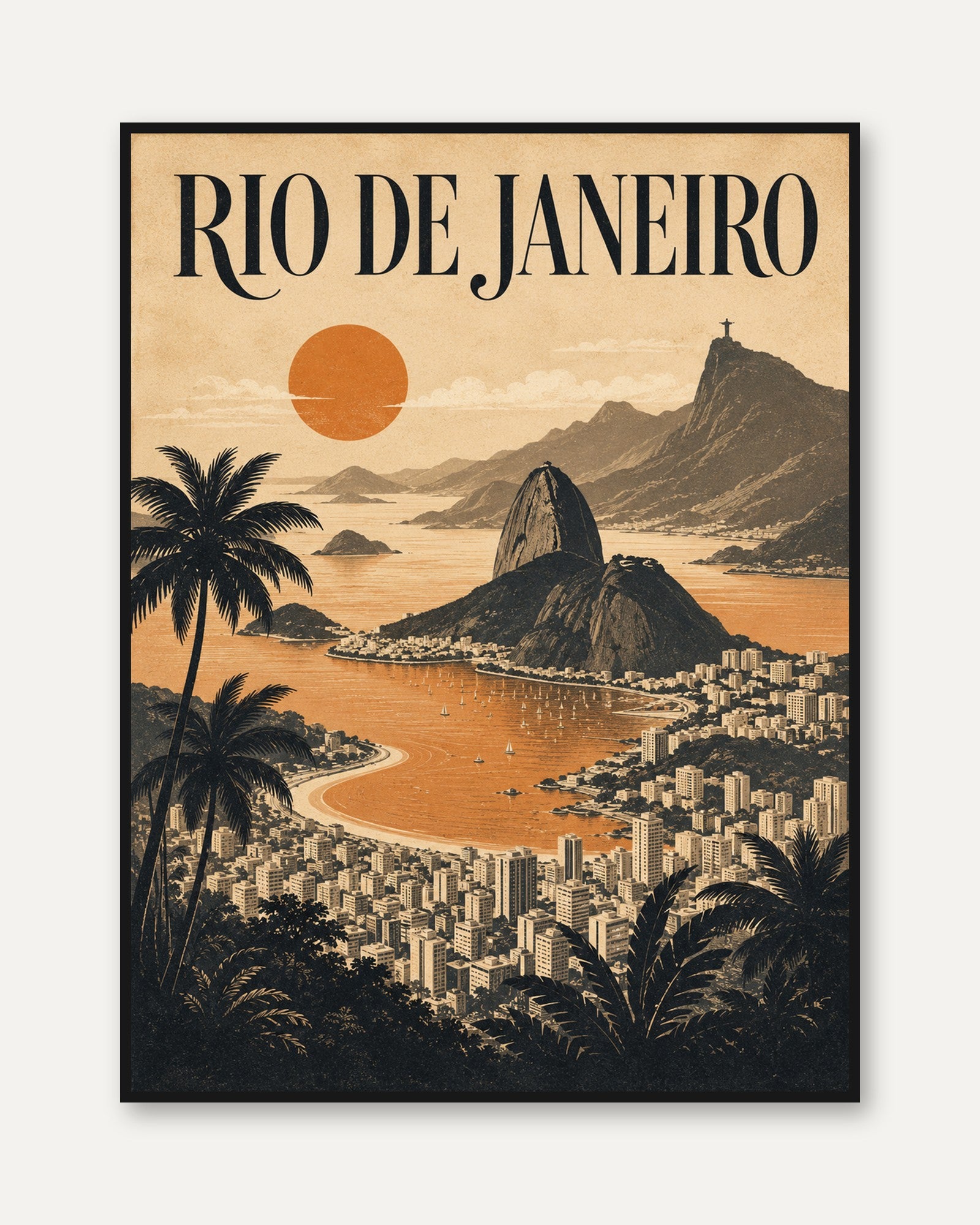 Rio de Janeiro Poster – Vintage Travel Print - framed
