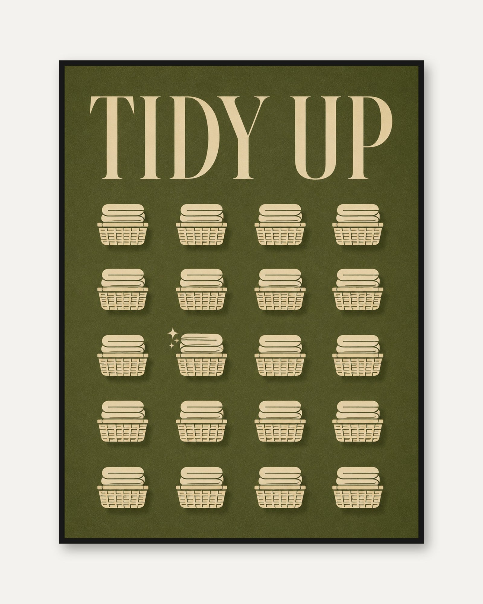 Laundry Room Tracker Print: Vintage Basket Design - framed