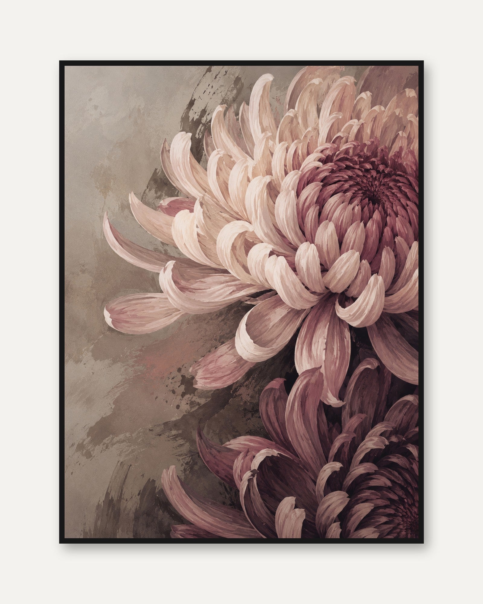 Chrysanthemum Print – Vintage Floral Wall Art - framed